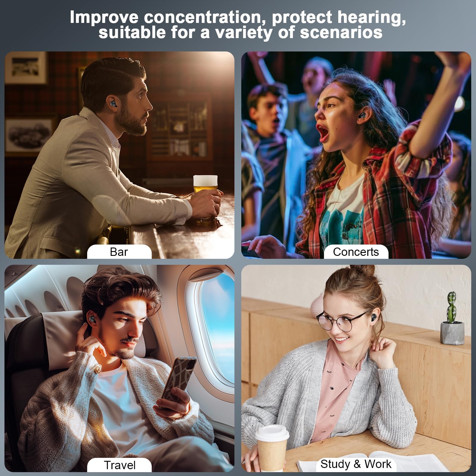 Adjustable Ear Plugs for Sleeping, Noise Cancelling 17-35dB, 7 Reusable