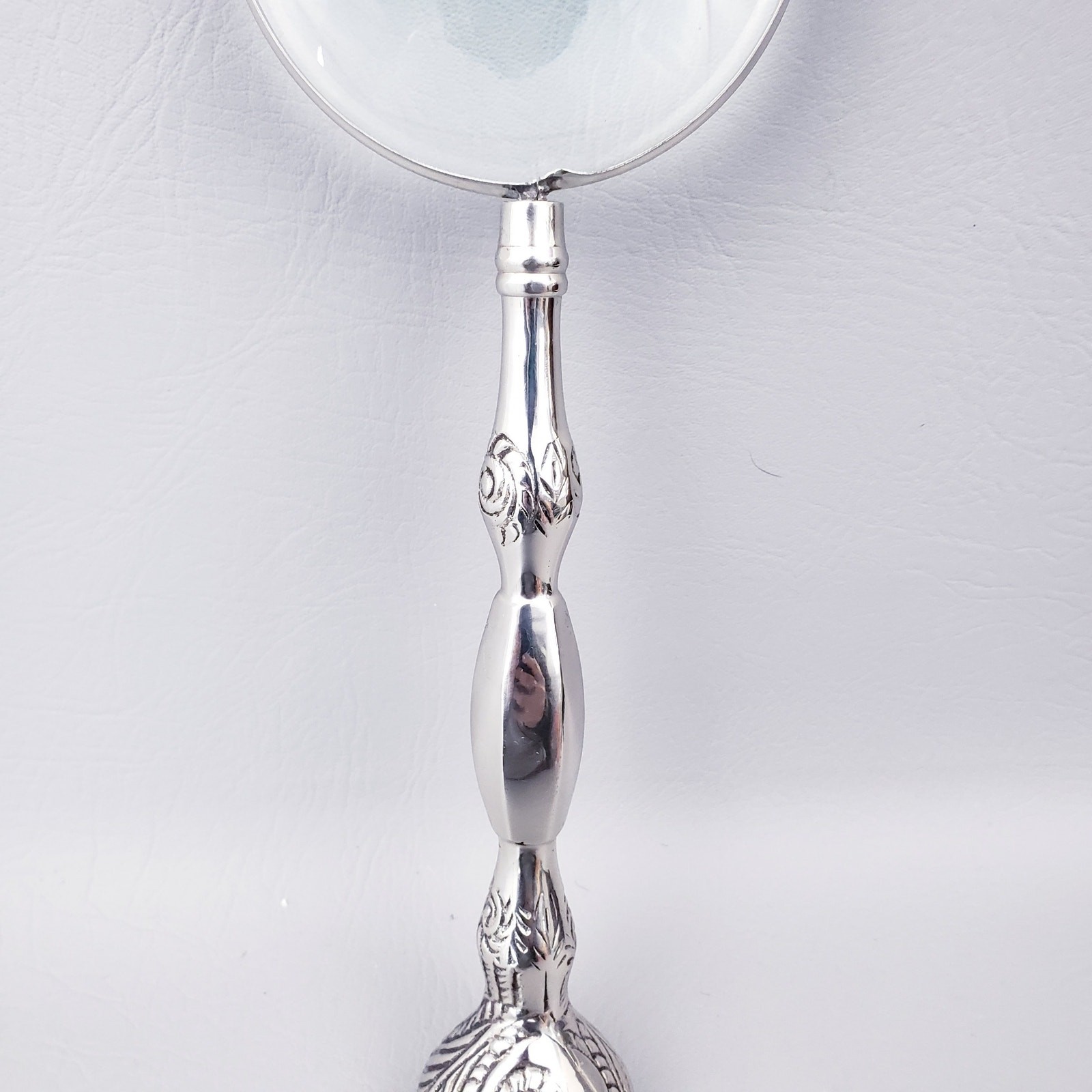 Vintage Large 12" Magnifying Glass Handheld Ornate Silverplated Handle