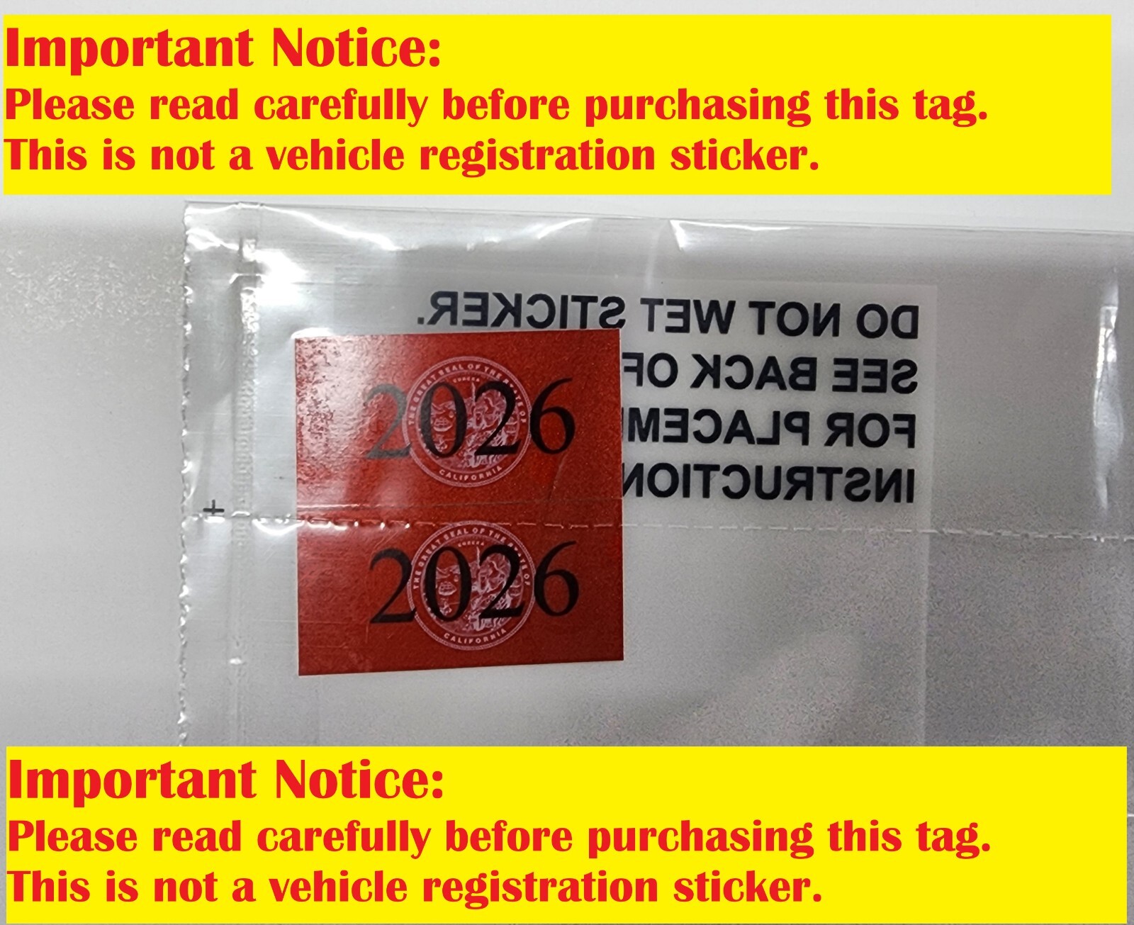NOT A REGISTRATION TAG - DMV STICKER CVRA 2026 RED California Commercial Vehicle