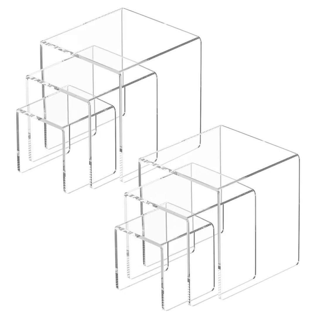 2 Sets Clear Acrylic Riser 3 4 5" Stand Set Jewelry Collectible Showcase Display