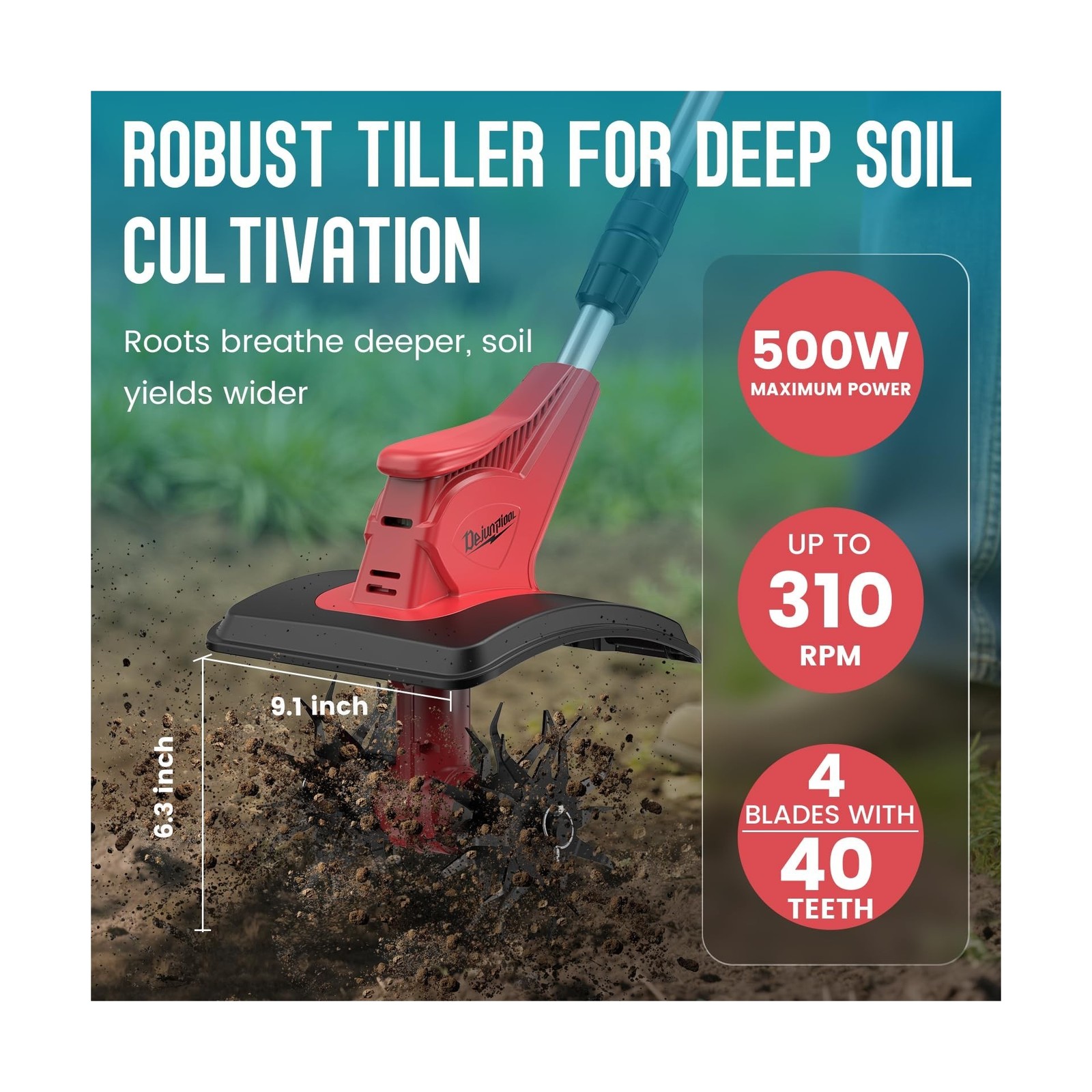 Cordless Tiller Cultivator Compatible with Milwaukee 18V Battery(Tool Only), ...