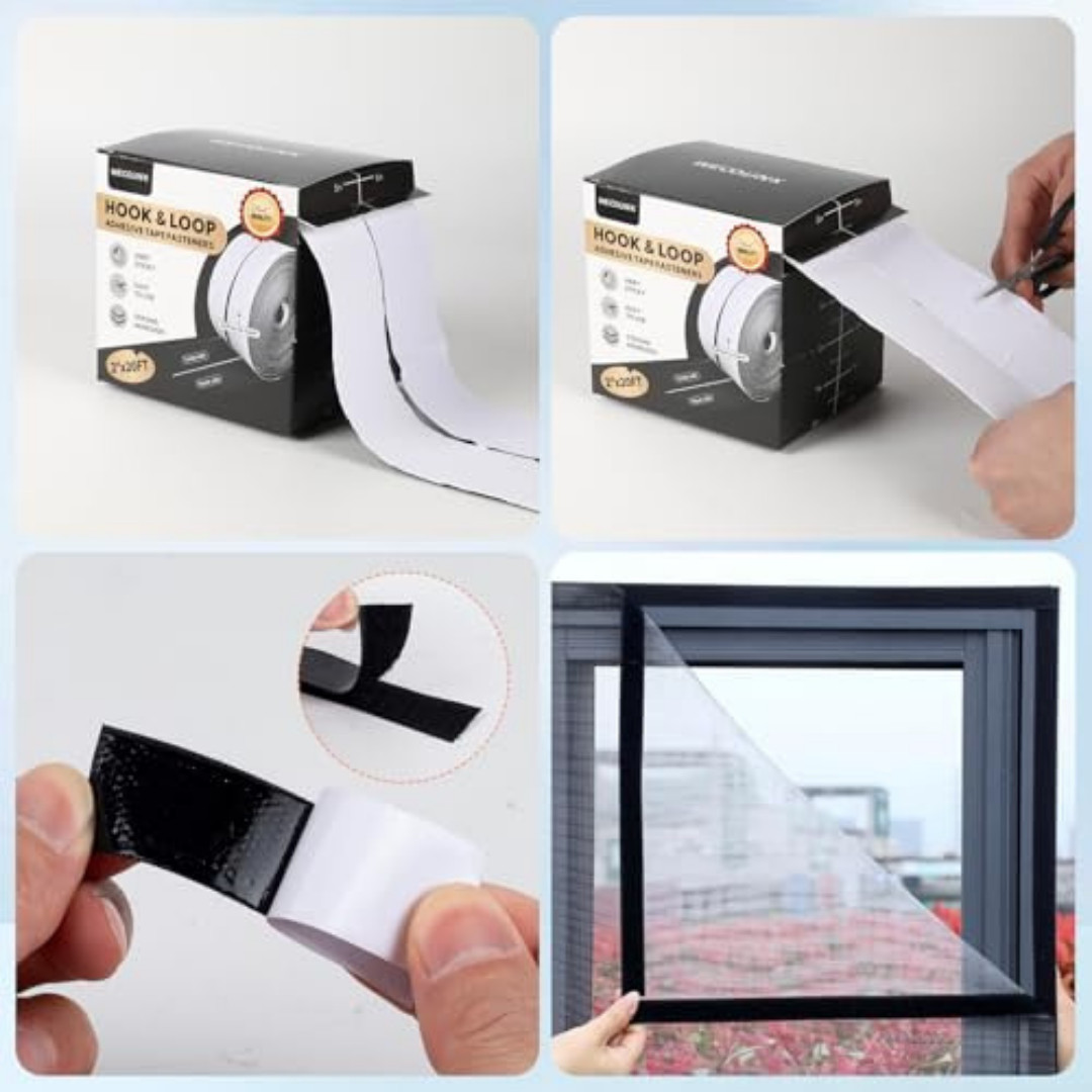 20Ft X 2 Inch Hook and Loop Tape Strips with Adhesive, Heavy Duty Sticky Back