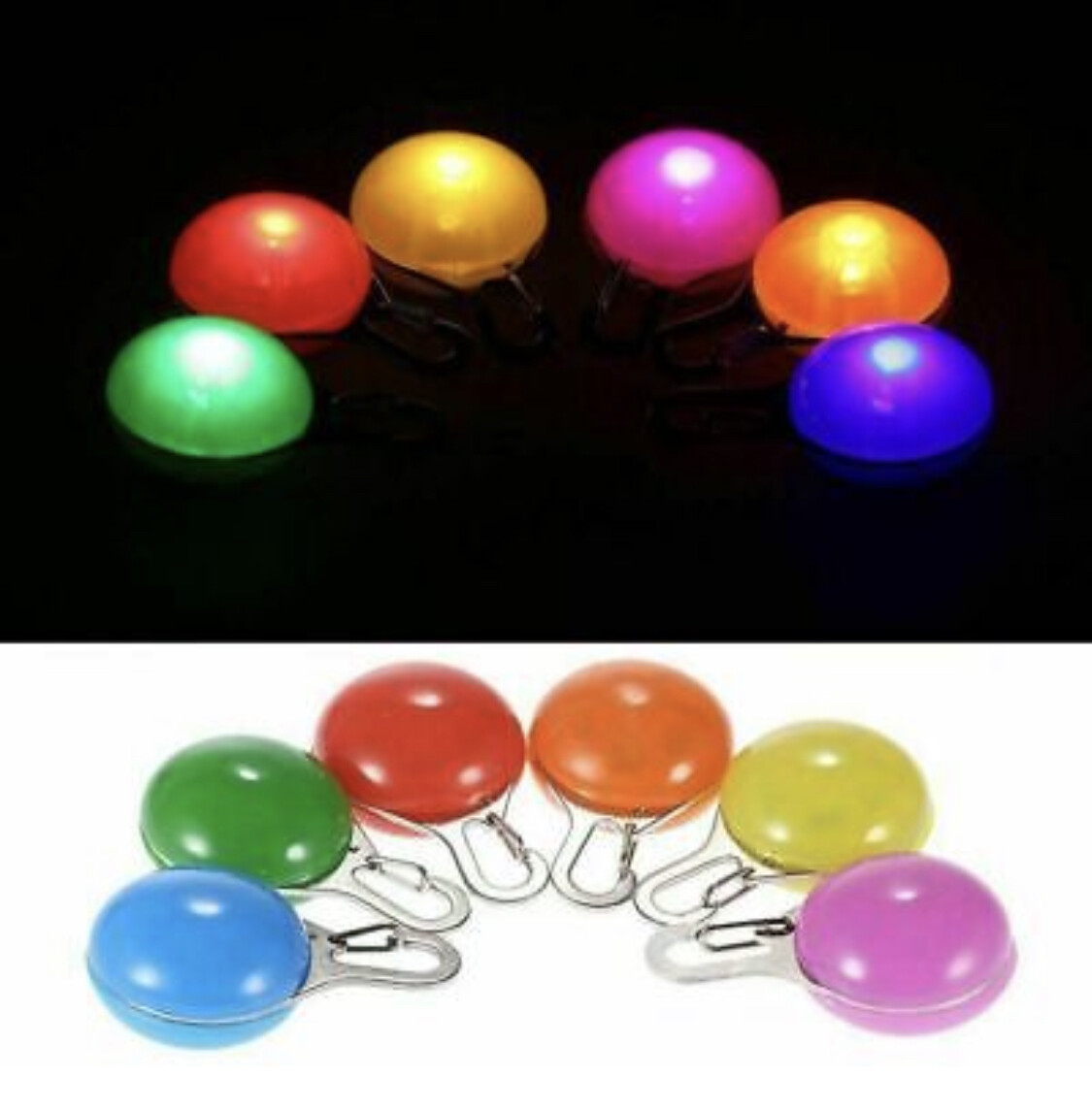 LED CLIP ON SAFETY LIGHT CAT DOG COLLAR PENDANT KEY CHAIN GLOW, FLASH, JOGGERS