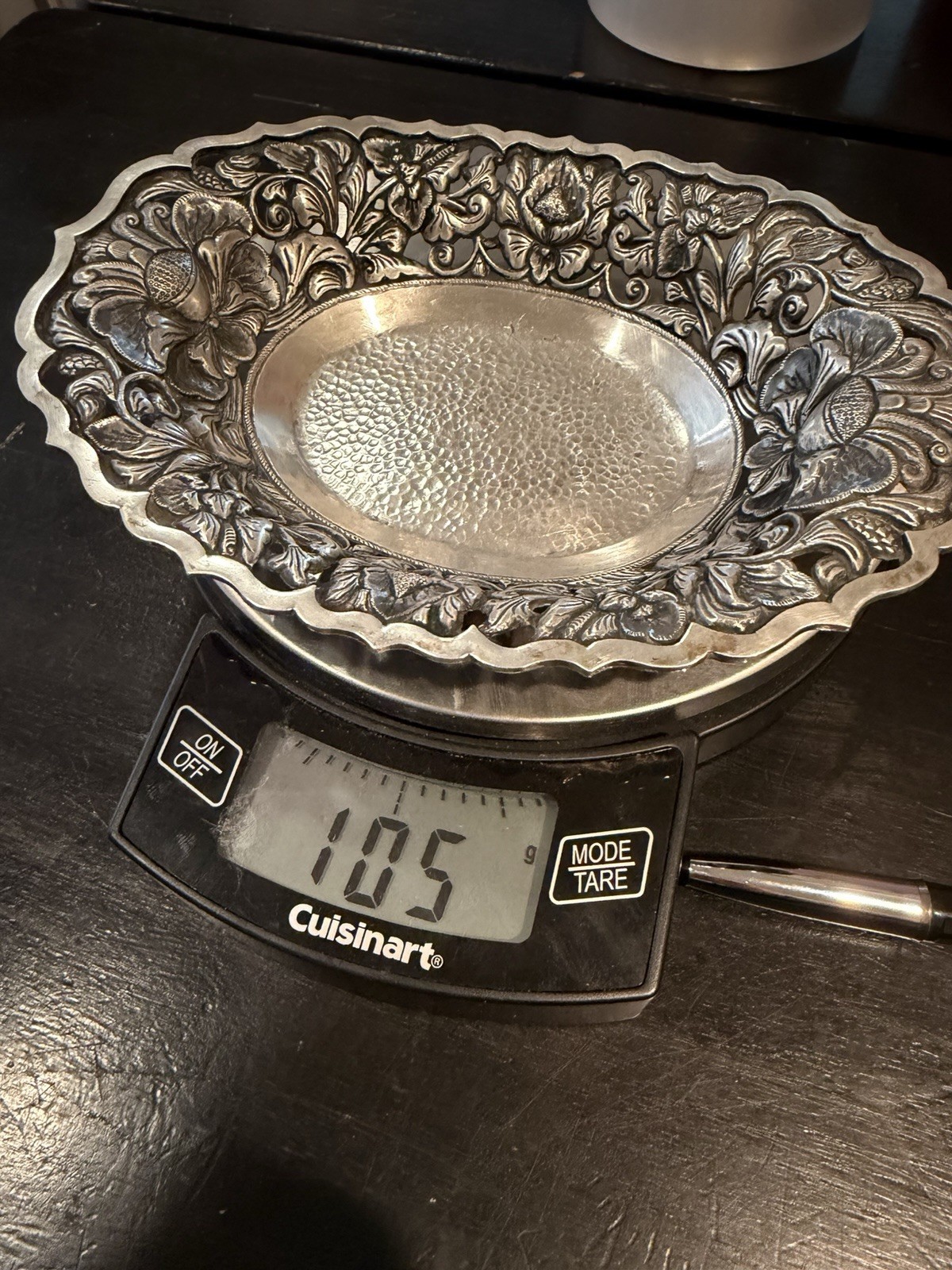 Art Nouveau Repousse 800 Sterling Silver Soap Candy Nut Trinket Bowl Dish KS