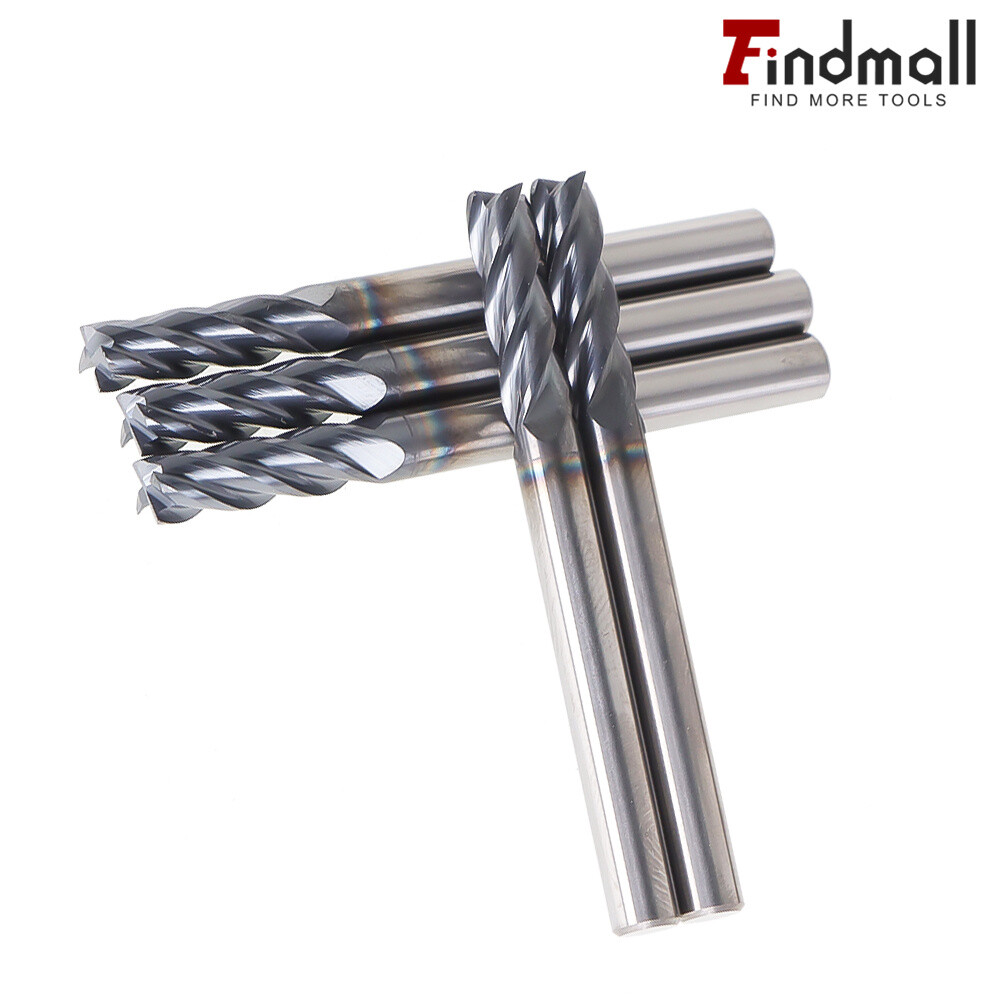 Findmall 5 PCS 3/16" SHANK DIAMETER 4 FLUTE CARBIDE END MILL - TiALN COATED