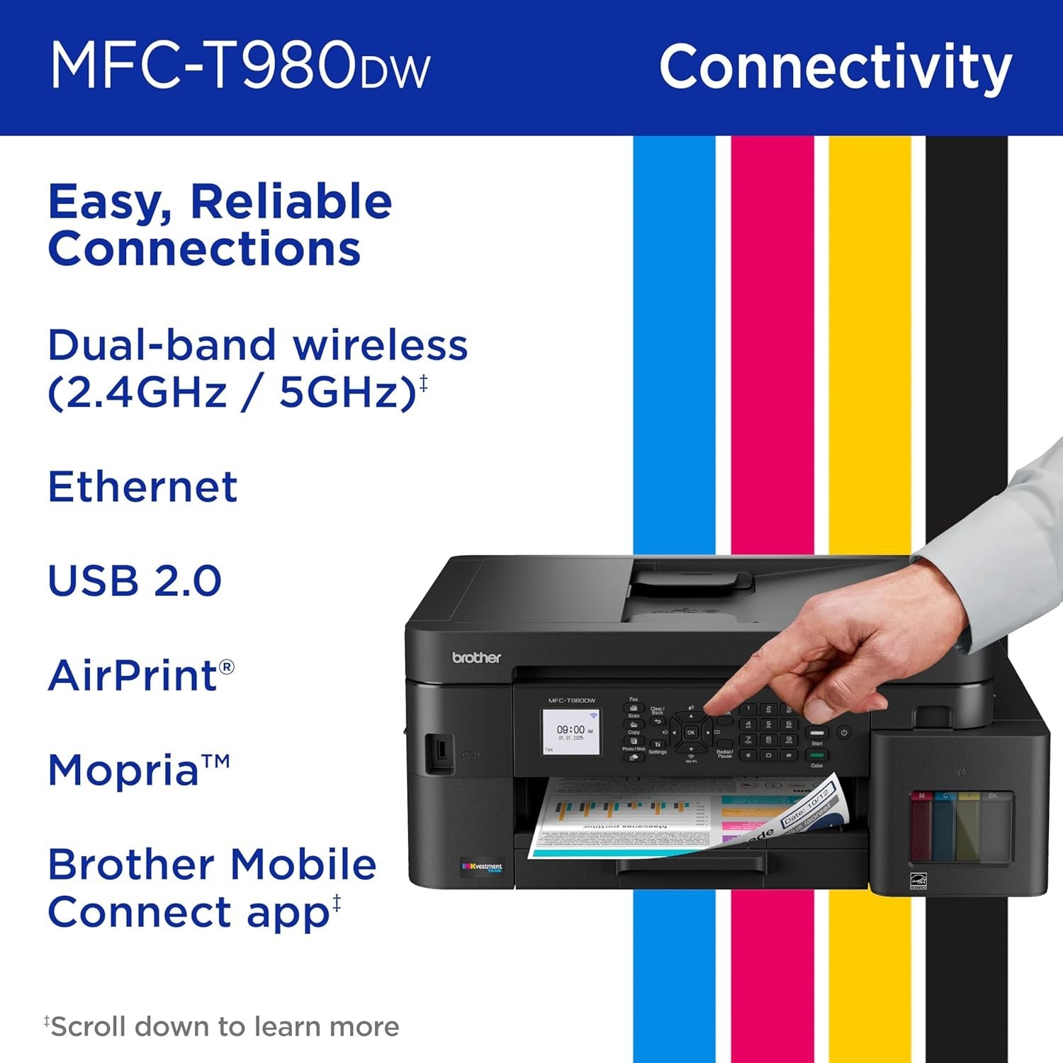 Brother INKvestment Tank 980 Wireless and Ethernet Color Inkjet All-in-One Print