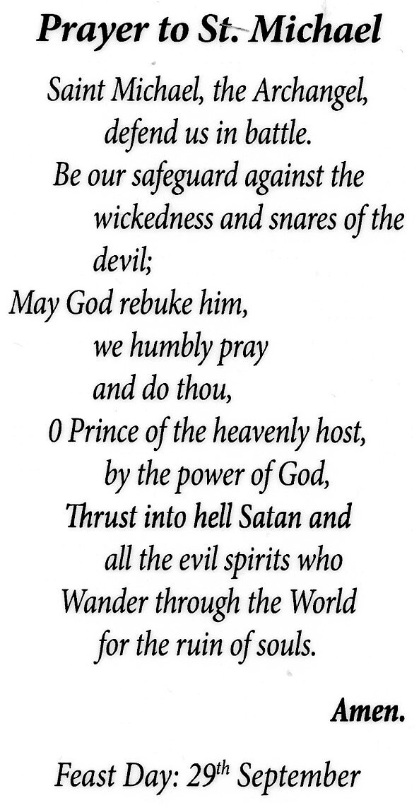 Prayer to St. Michael U- Laminated Holy Cards. QUANTITY 25 CARDS