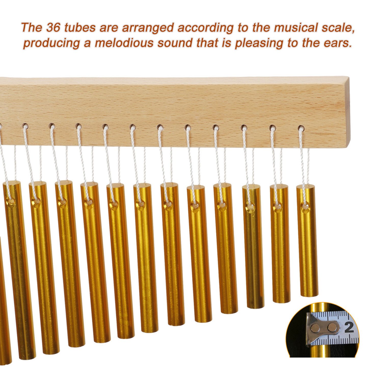 36-Tone Bar Chimes Single-Row Wind Chime W/Tripod Stand Stick Percussion Device