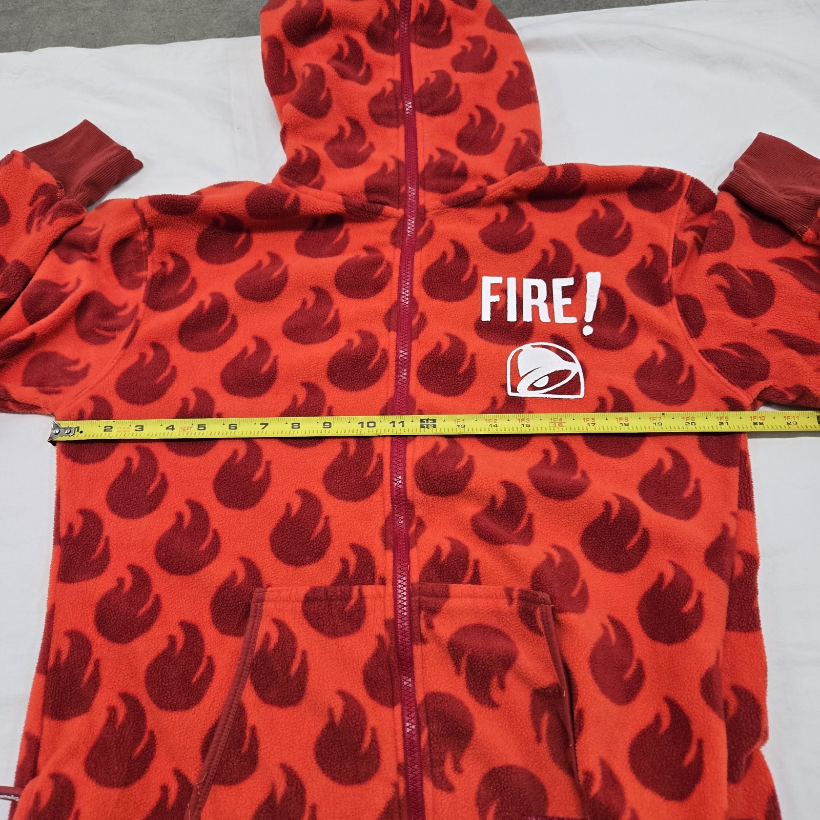 EUC Adults LARGE Taco Bell Fire Hot Sauce x Tipsy Elves Jumpsuit Pajamas One Pc.