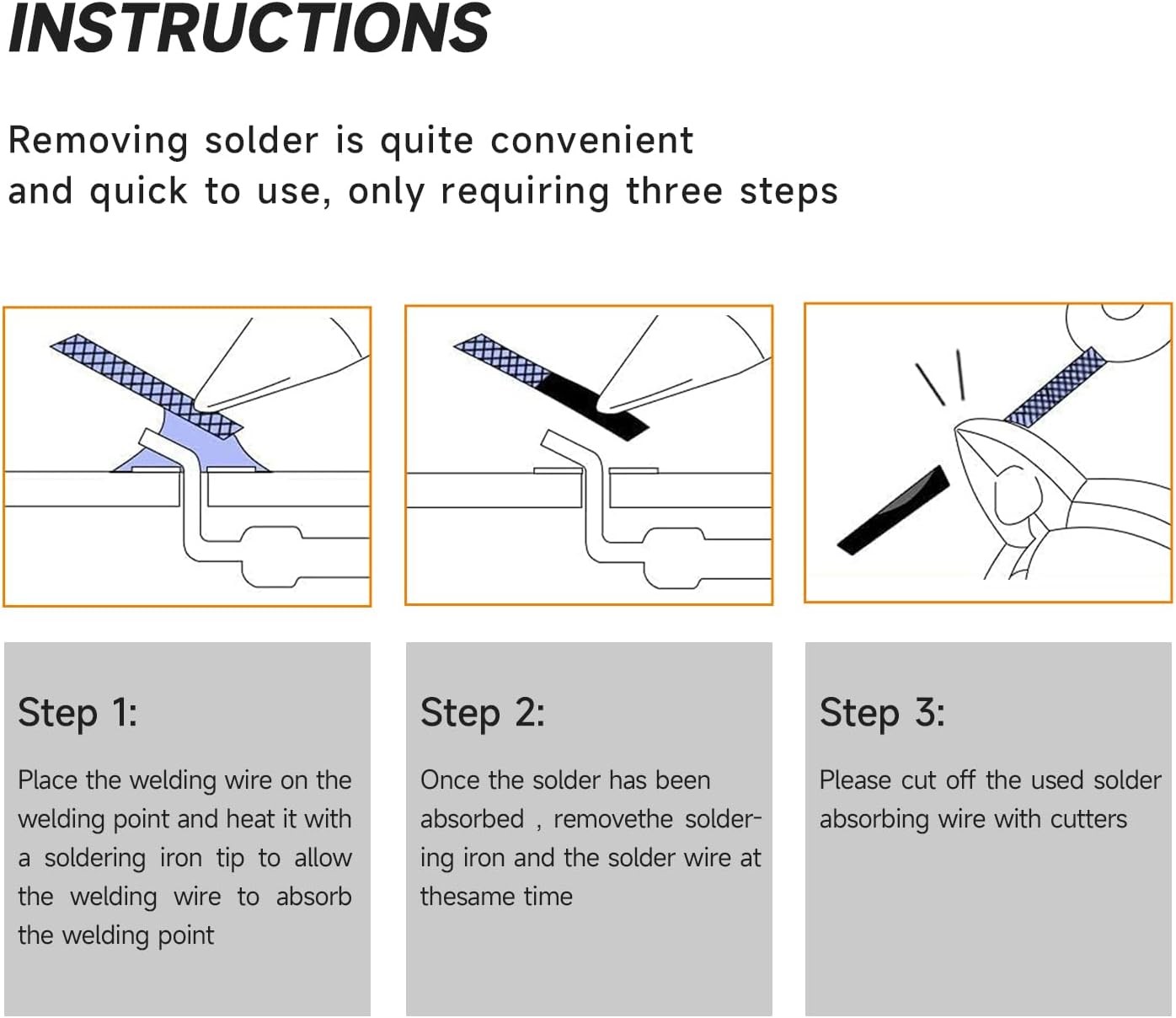 Solder Wick Braid with Flux No-Clean Electronic, DEsoldering Wick Braid Remover
