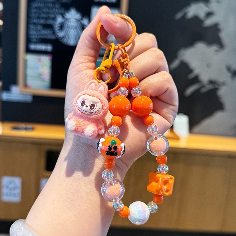 Popular Figure Keychain with String of Beads Cute Charm Doll Bag Pendant Gifts