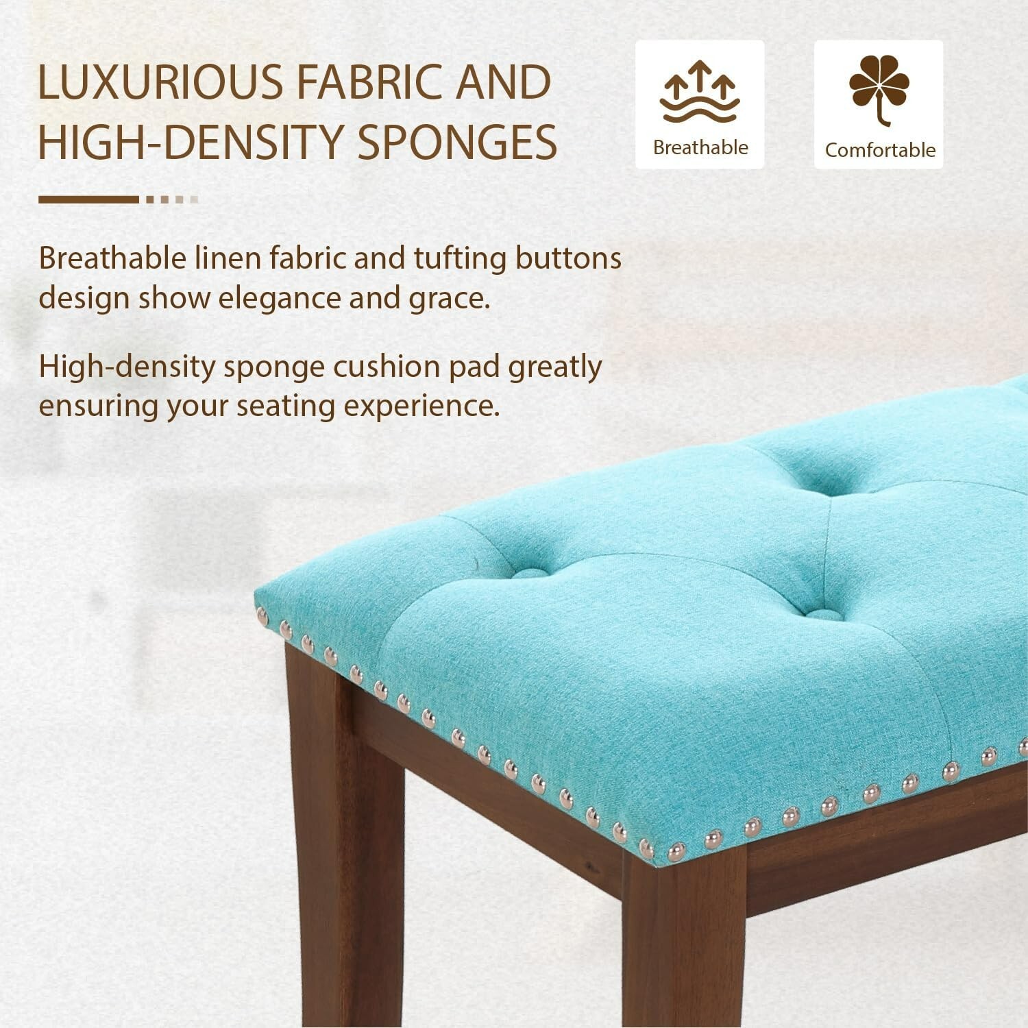 PHI VILLA 44 Inch Upholstered Entryway Bench Ottoman for Dining Room Bedroom