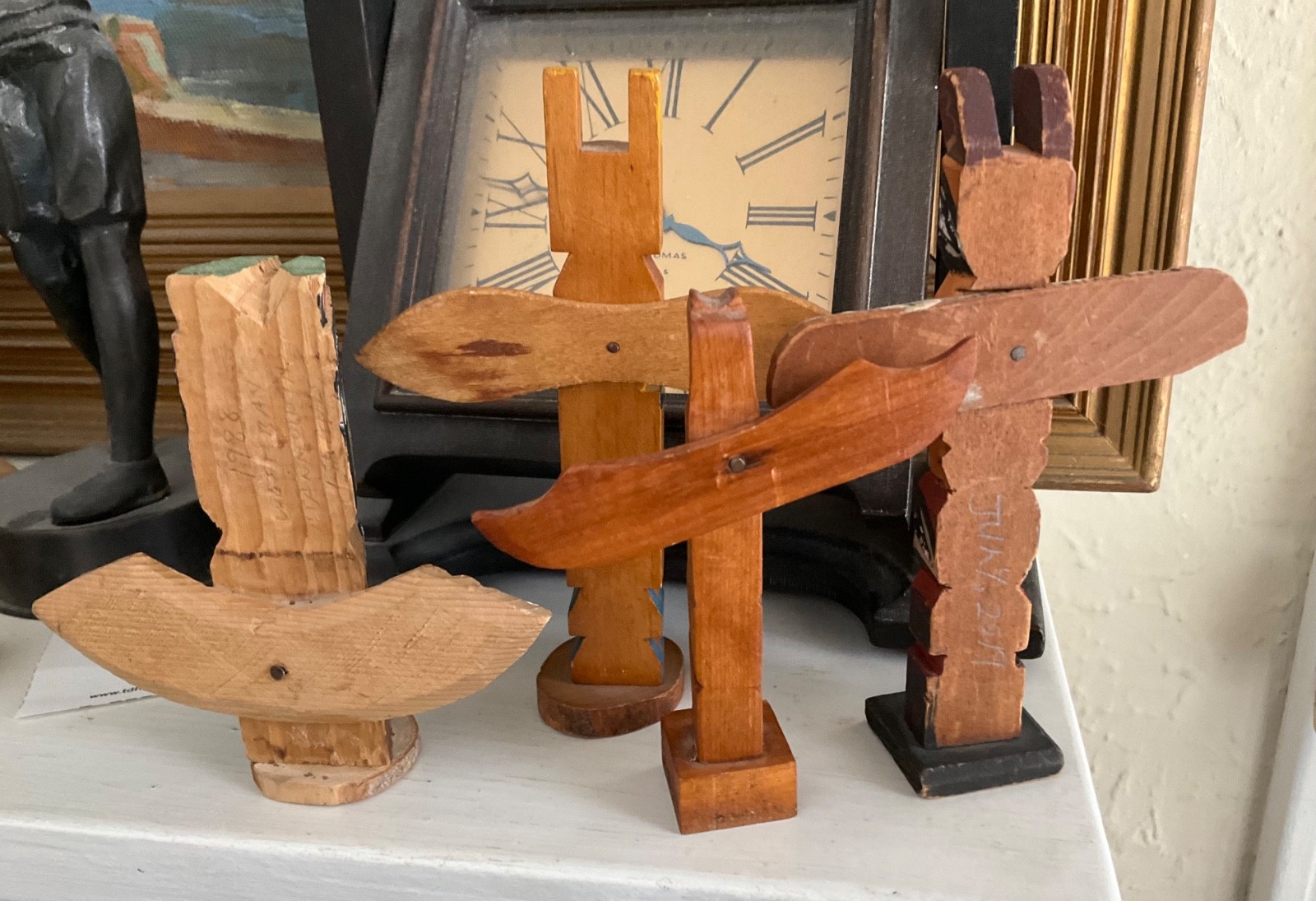 Vintage TOTEM POLE LOT Native Canadian Hand Carved SOUVENIR TRADE ABORIGINAL