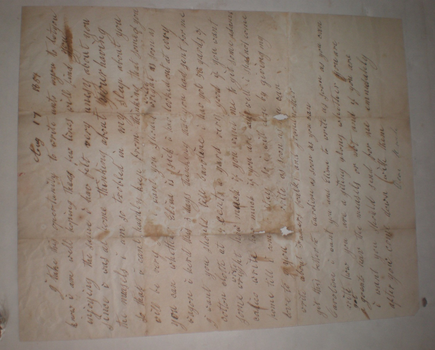 1851 Handwritten Letter, Found in Wall