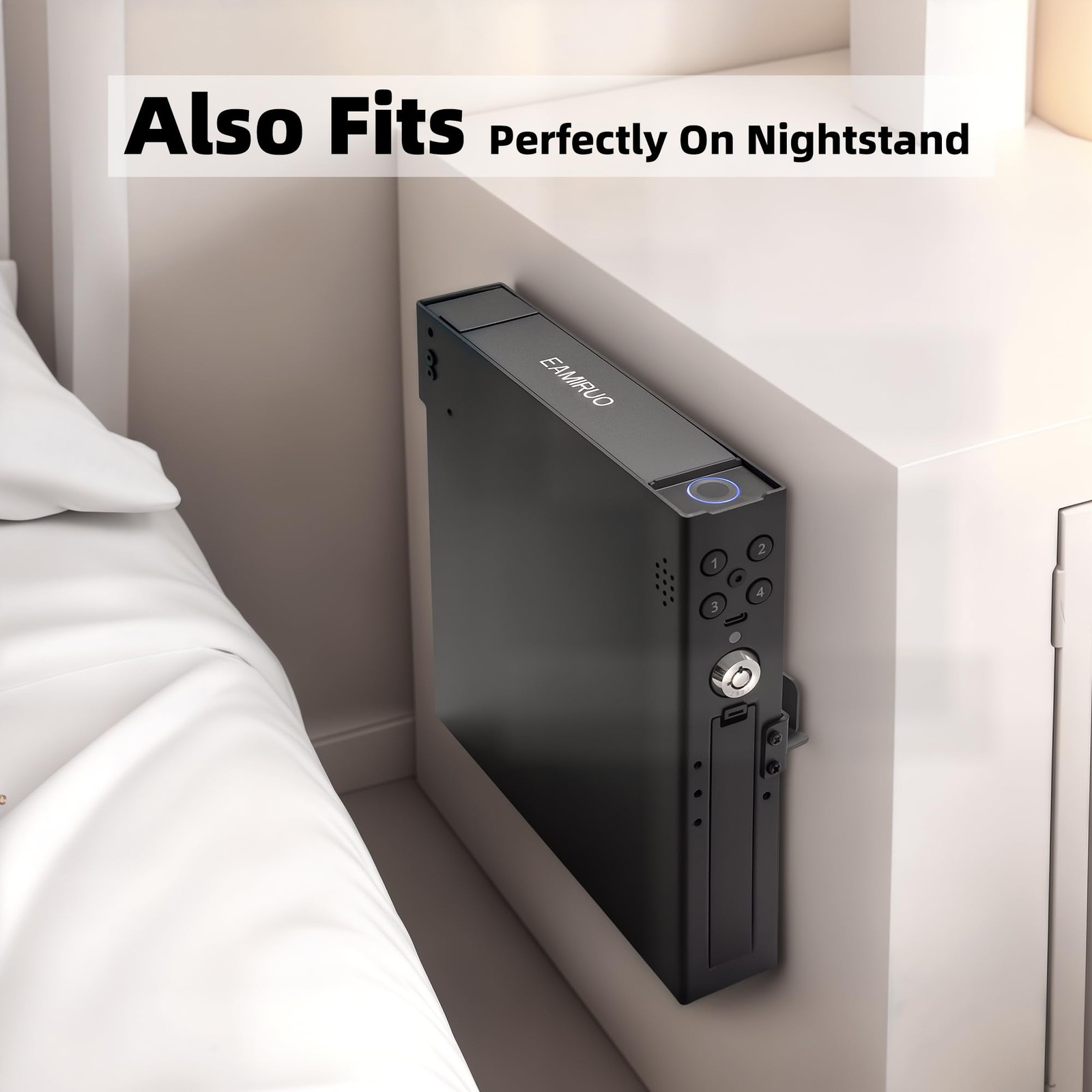 EAMIRUO Car Gun Safe - Quick Access Vehicle Handgun Safe with Fingerprint & K...