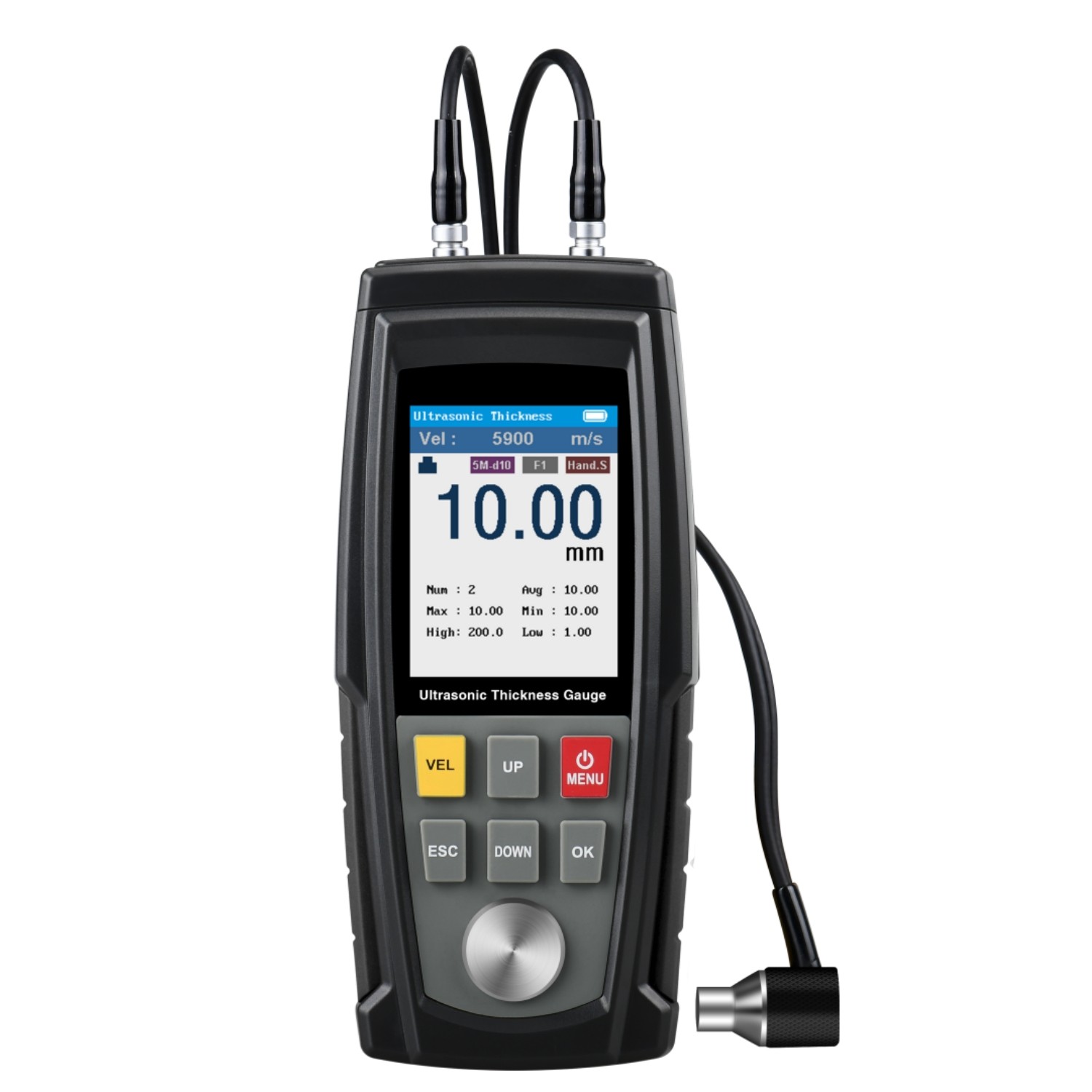 Digital Ultrasonic Thickness Gauge Tester 0.039 to 11.81 in For Metal Cast Iron