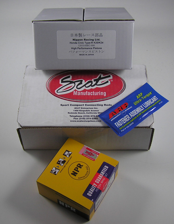 JDM NIPPON RACING 87MM SCAT RODS RRC CTR K24A HIGH COMP K24 FD2 PISTON SET NPR