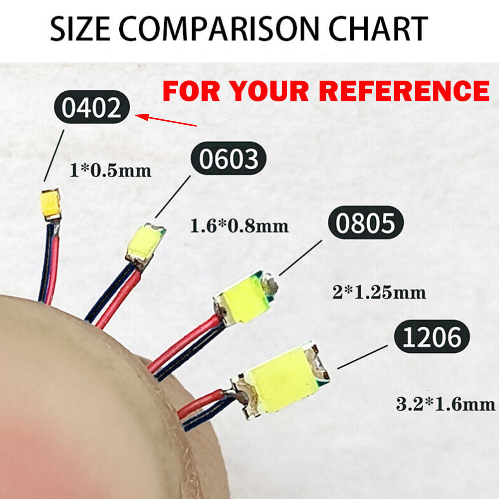 50pcs Pre Wired Warm White ##0402 SMD LEDs Lighting Kit Pre-soldered Micro LEDs