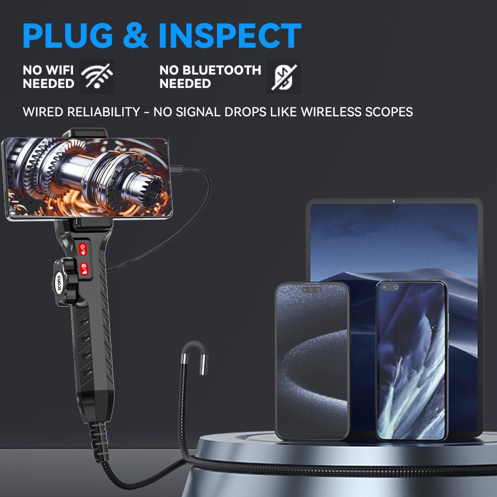 SALE! Endoscope 2-Way 360° Inspection Camera Articulating Borescope Semi Rigid