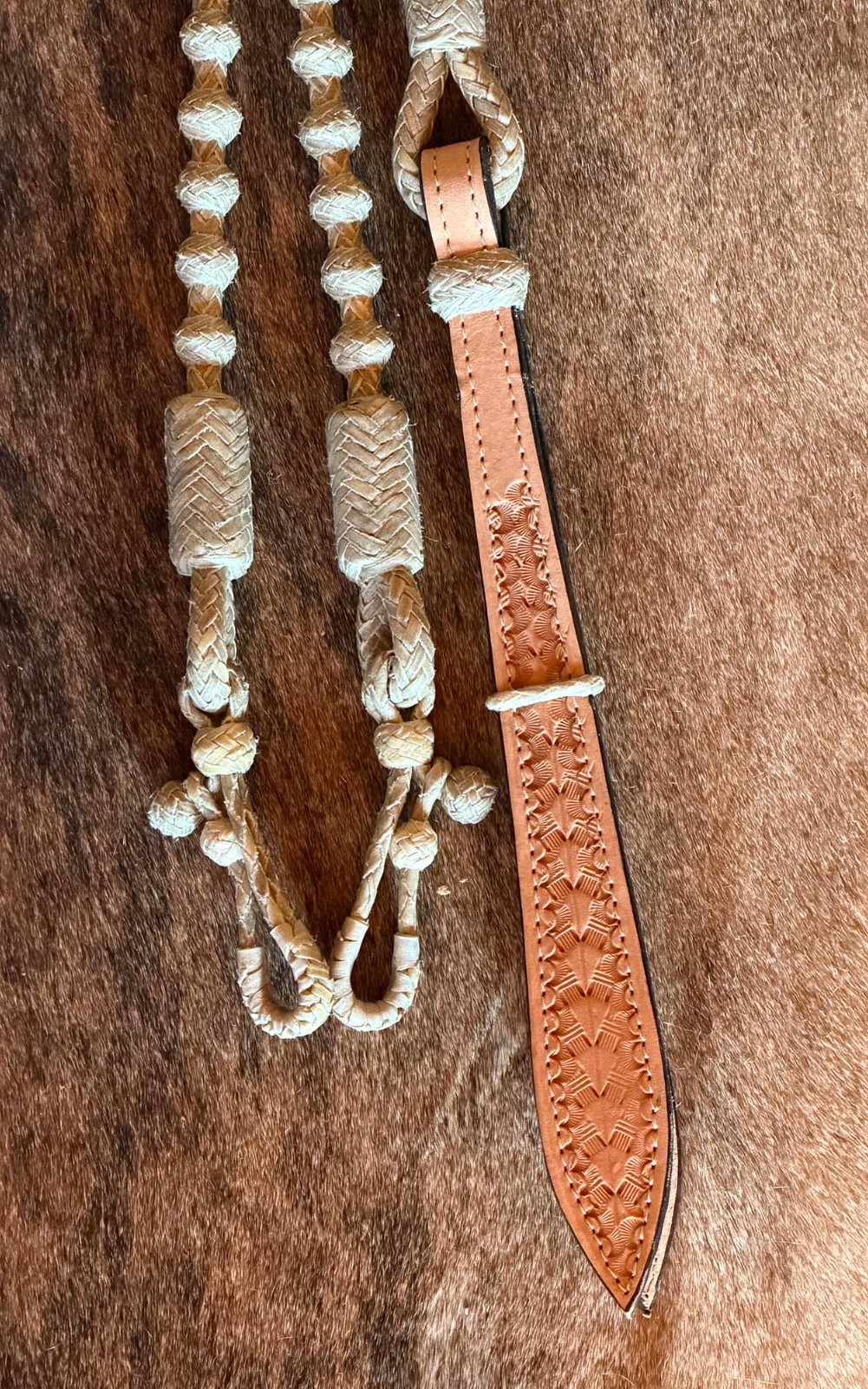 COWBOY Vaquero New 12 Plait WEIGHTED RAWHIDE ROMAL REINS By Steve Guitron Cowboy