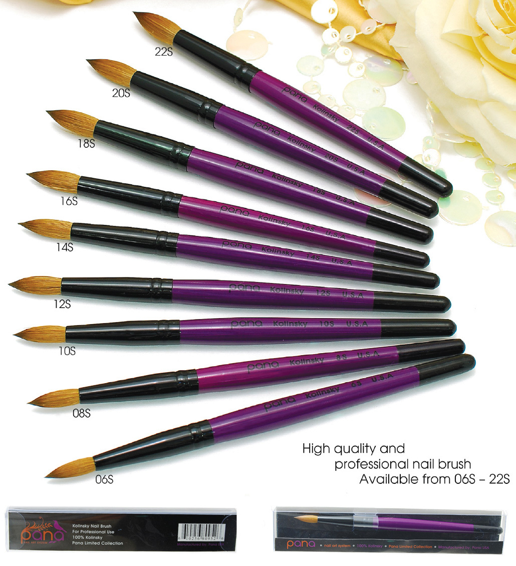 USA Top Quality Kolinsky Acrylic Nail Brush Round size 8 10 12 14 16 18 20 22