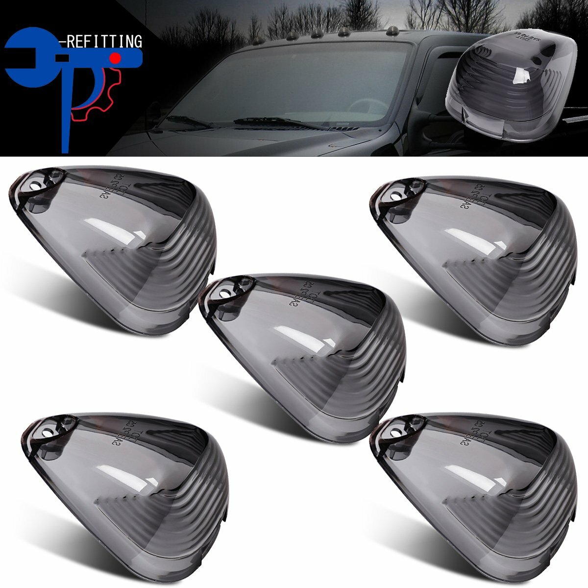 5 Smoke Cab Roof Running Marker Light Cover Lens For Ford F-250 F-350 Super Duty