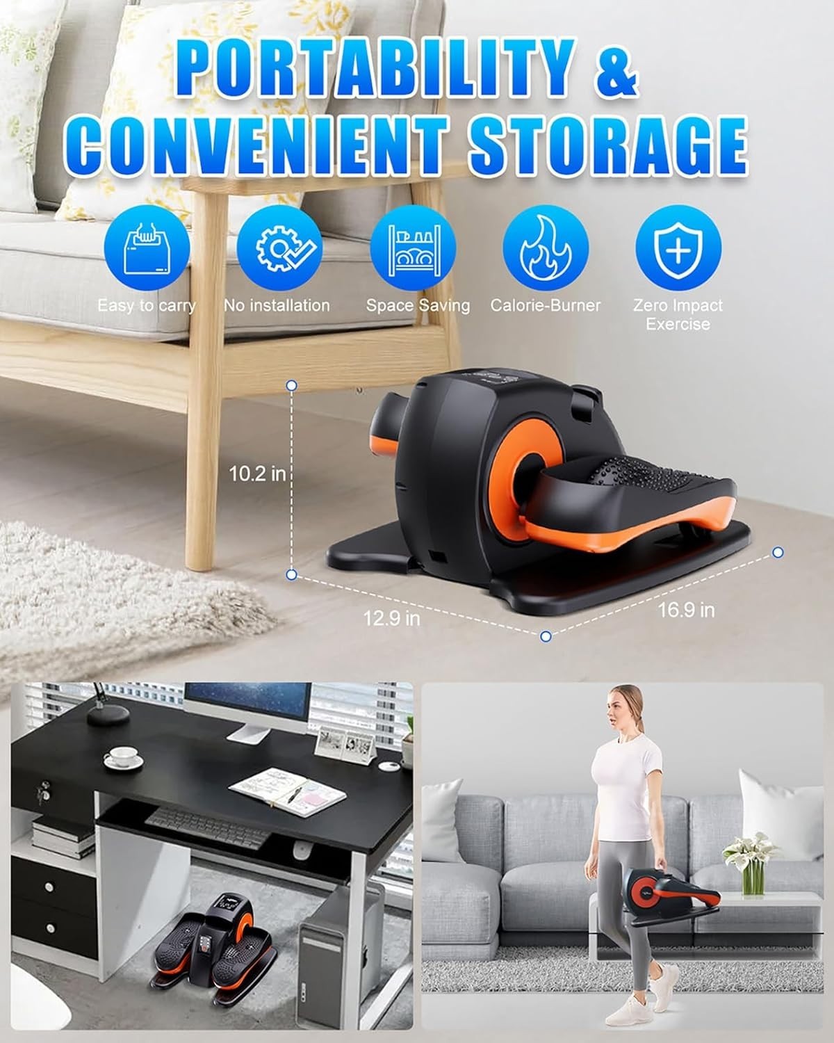 Quiet Under Desk Elliptical - 12 Resistance Levels.