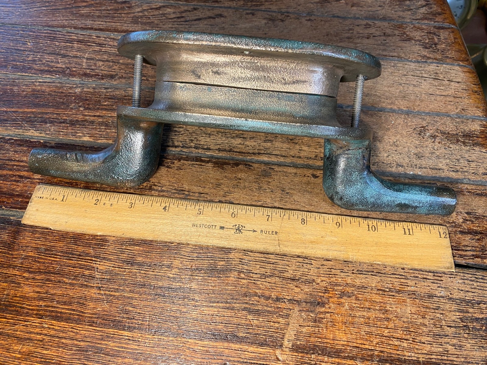 VINTAGE CAST BRONZE COMBINATION CLEAT/HAWSE HOLE 12" LONG (2 avail)