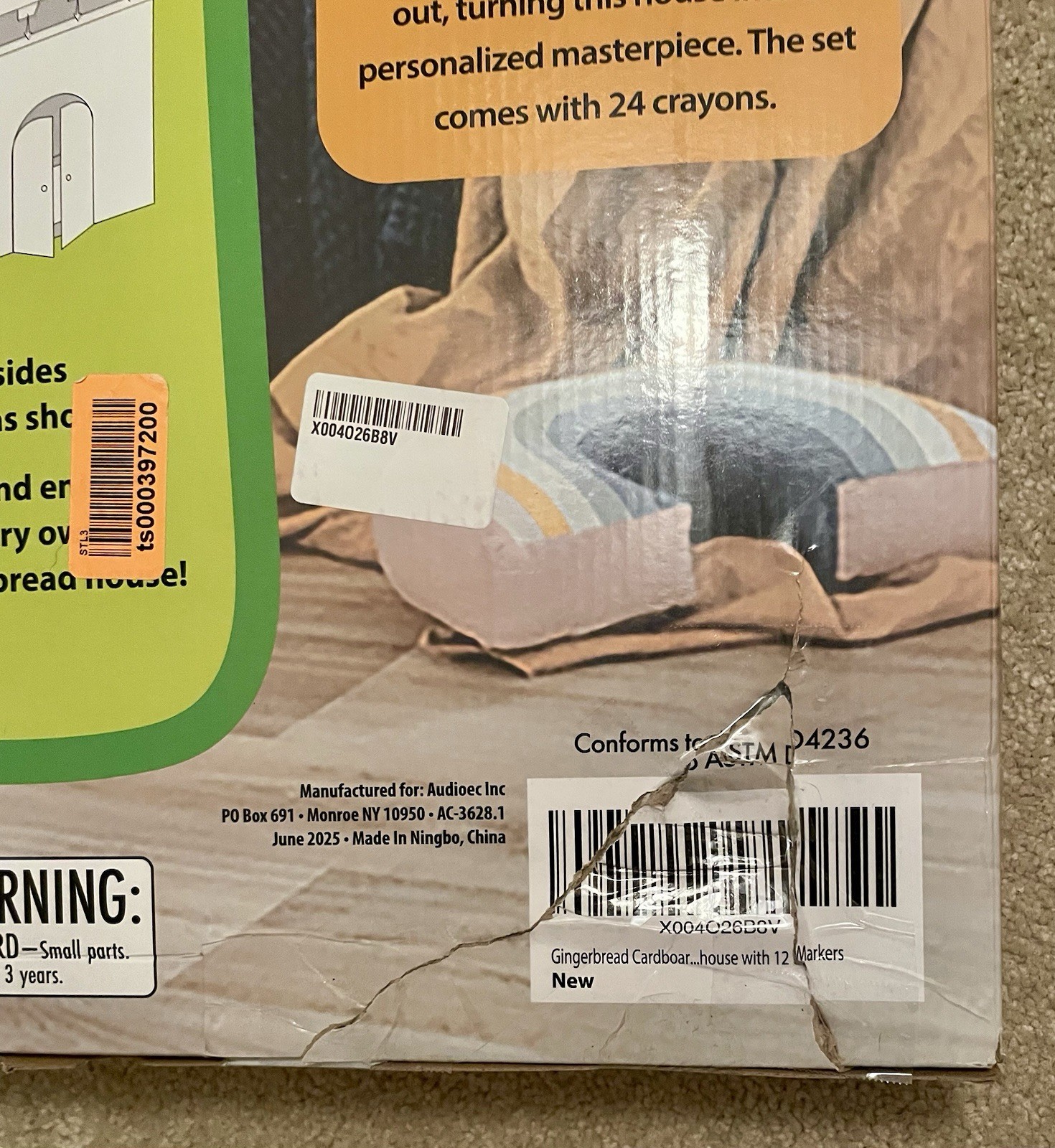 Gingerbread Cardboard Playhouse Kids Coloring Indoor Fun 24 Butter Crayons