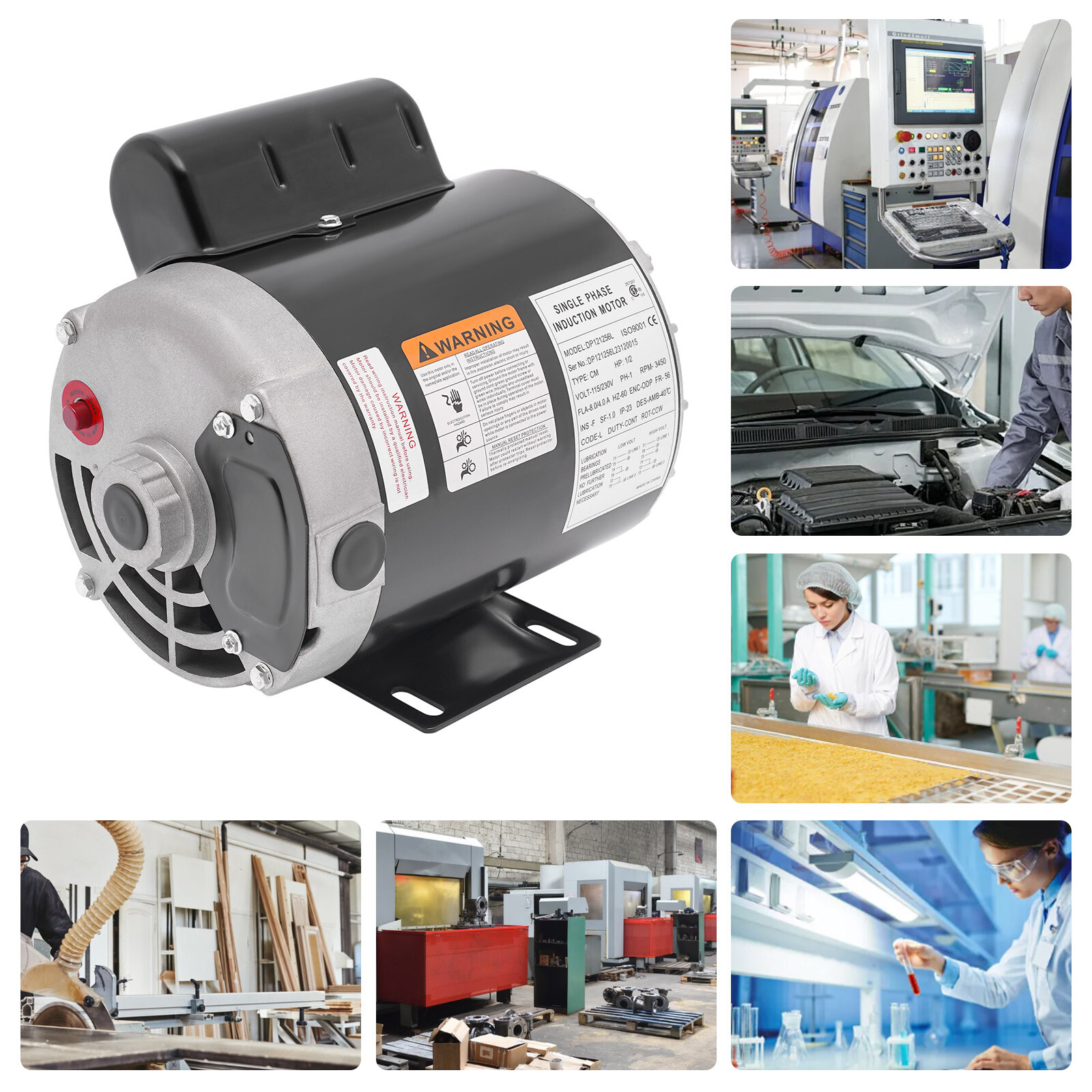 1/2HP 115/230V General Purpose Motor 3450RPM Electric Motor Single Phase New