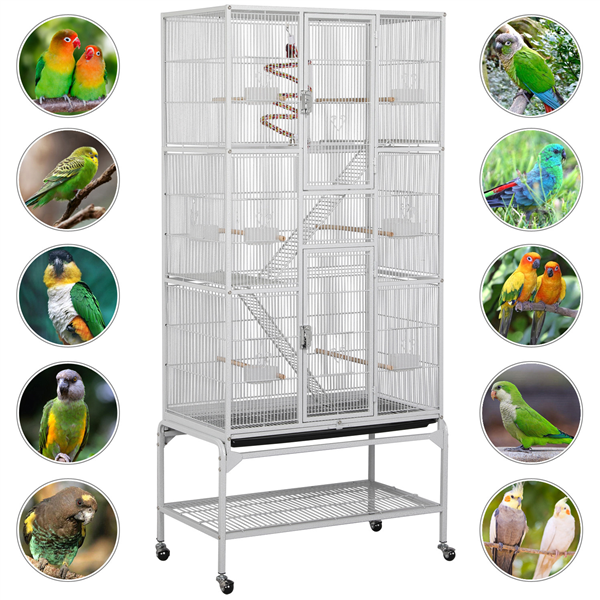 69 Inch Extra Large Cage for Small Animals Bird Cage Parrot w/ Detachable Stand