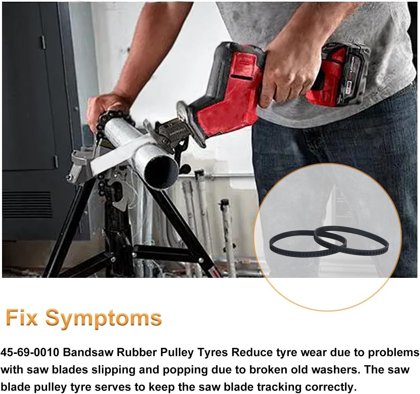 4 Pack 45-69-0010 Blade Pulley Tires Replacement for Milwaukee Bandsaw Portaband