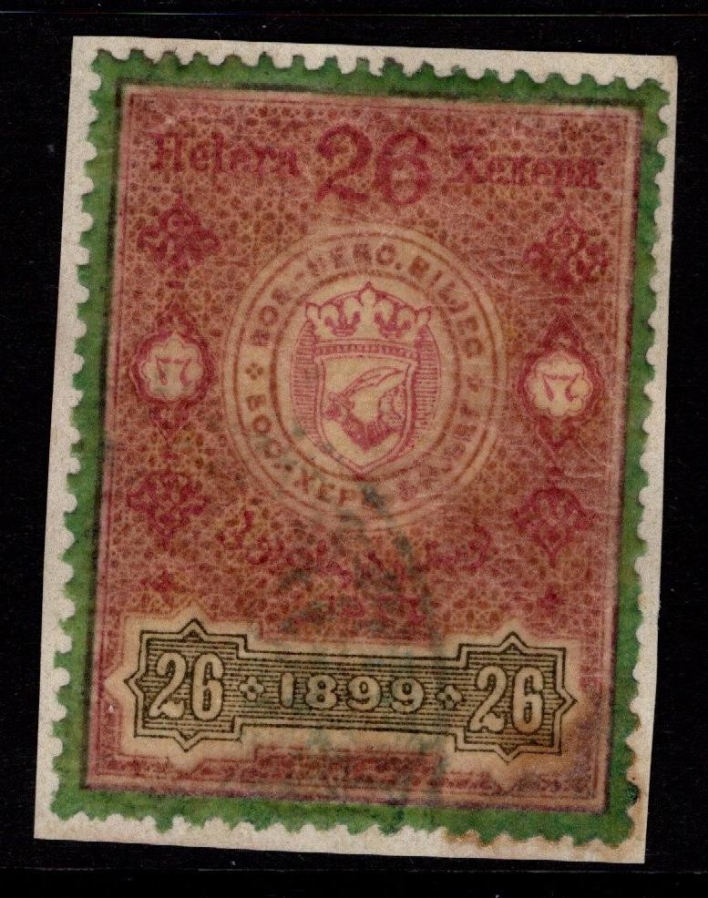 Bosnia 1899 26h Revenue Used / Cut On Piece - S53579