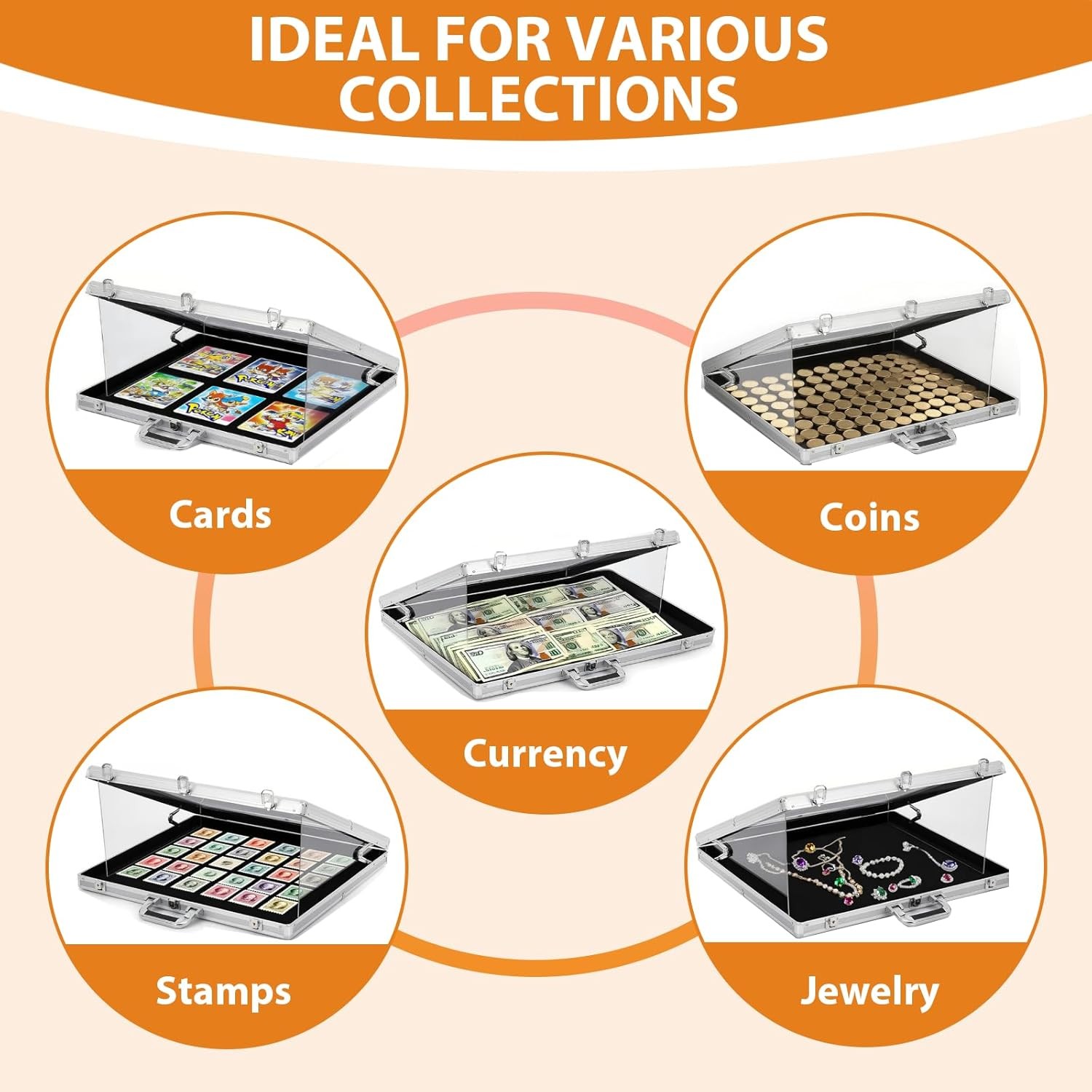 Locking Aluminum Display Case Showcase 34" x 22" Trade Show f Card Coin Jewelry