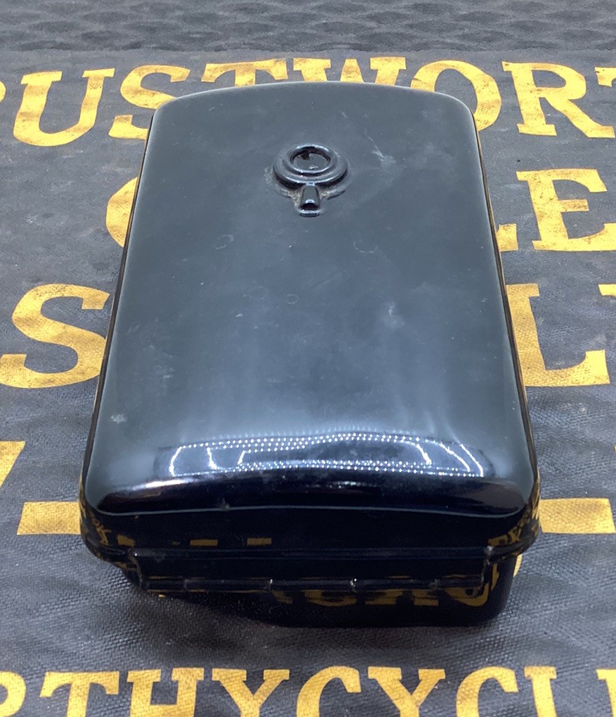 1935 – 1940 HARLEY WL WLD 45 ORIGINAL OEM EARLY TOOLBOX — BEAUTIFULLY RESTORED