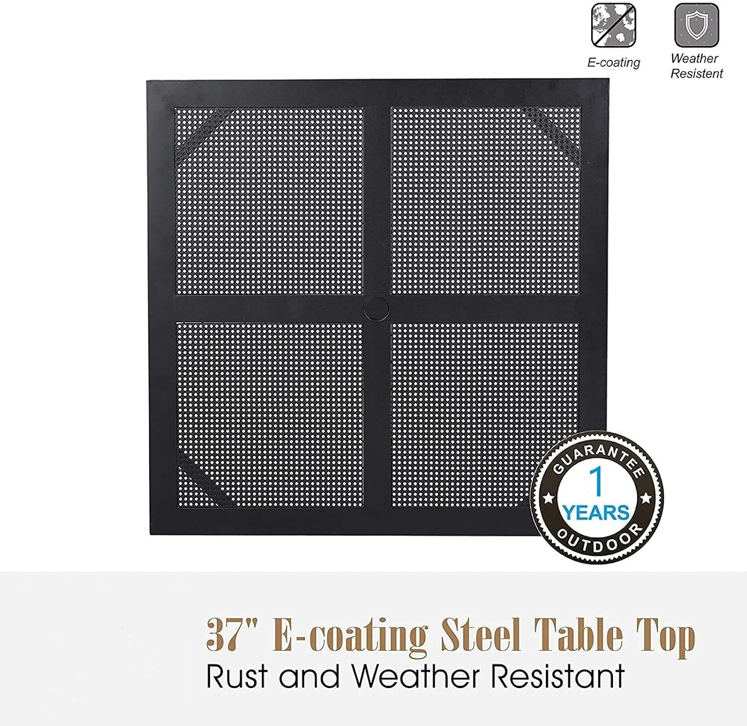 37" Outdoor Dining Table Metal Steel Mesh Patio Table with 1.57" Umbrella Hole