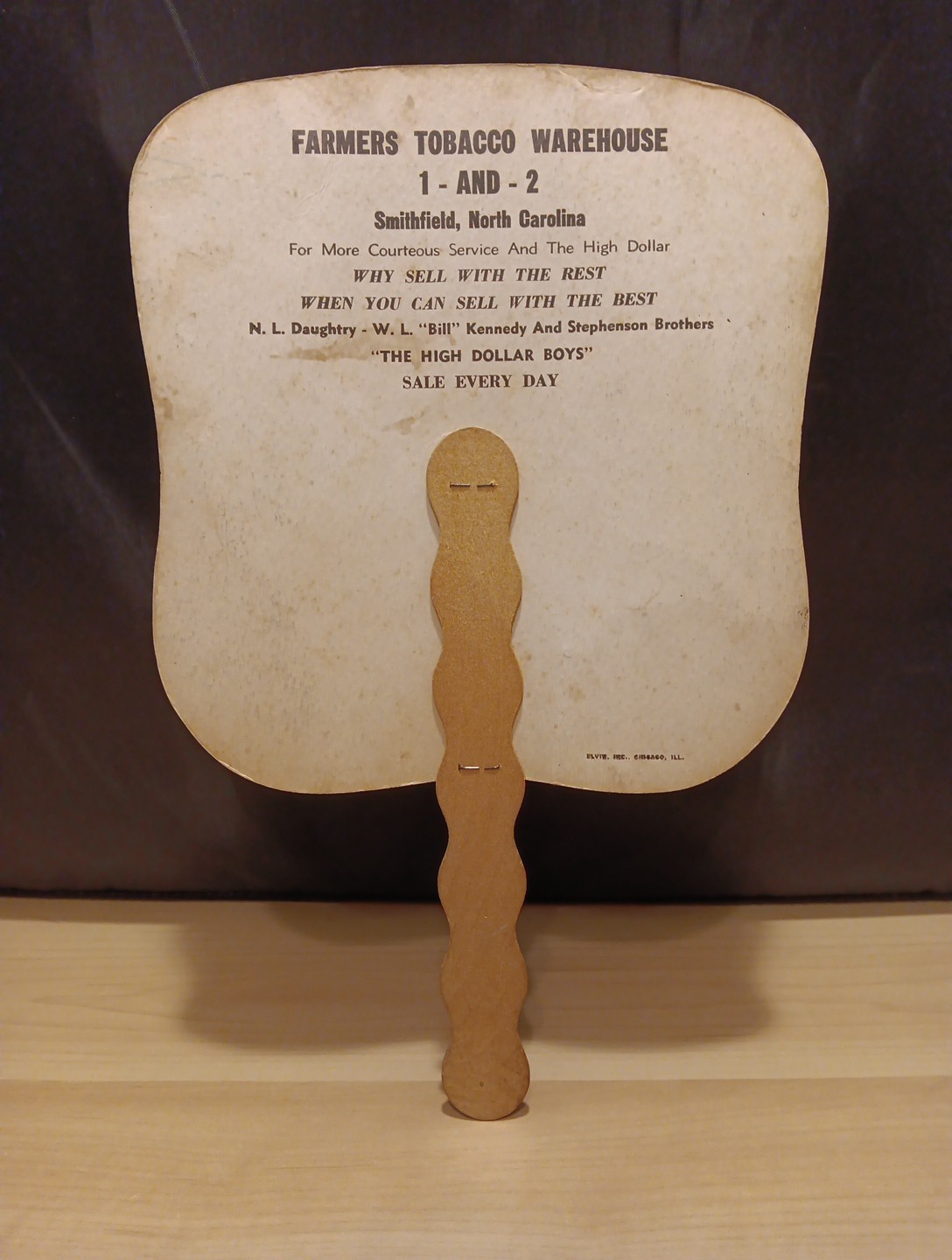 Vintage Farmers Tobacco Warehouse Smithfield NC North Carolina Advertising Fan