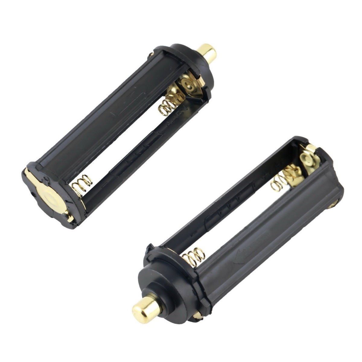 2x 3-AAA Battery Holder Case Plastic 18650 Spring Flashlight Round Circular 7/8"
