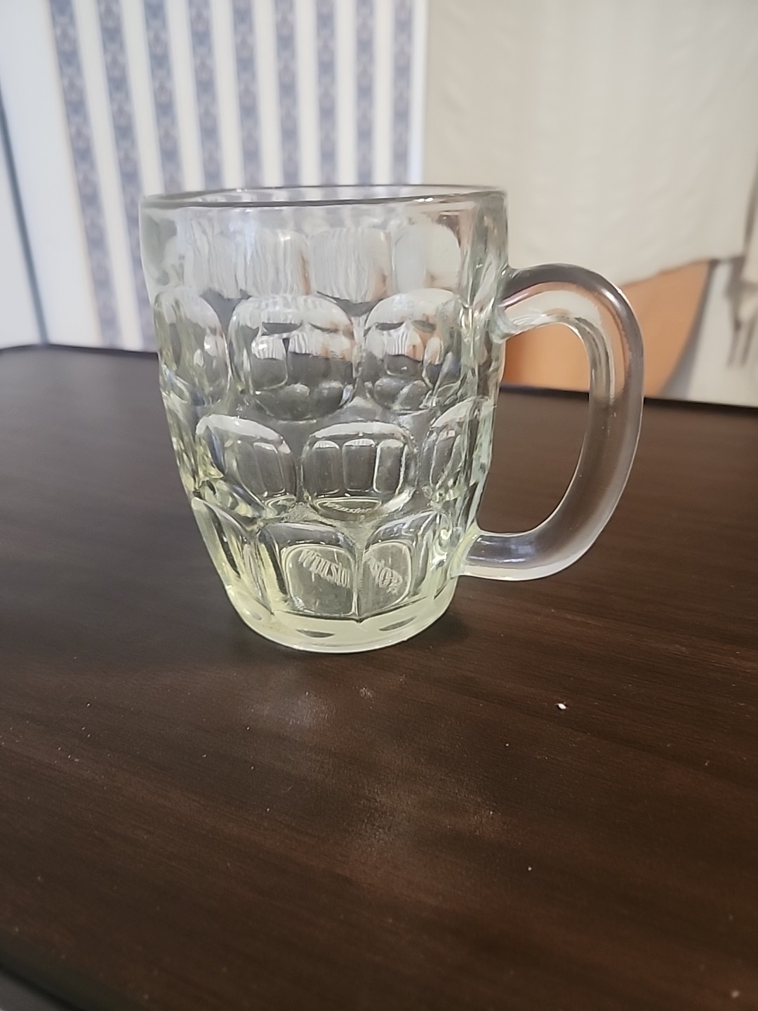 Winston Cigarettes Clear Dimpled Thumbprint 16oz. Glass Beer Drink Mug Tankard