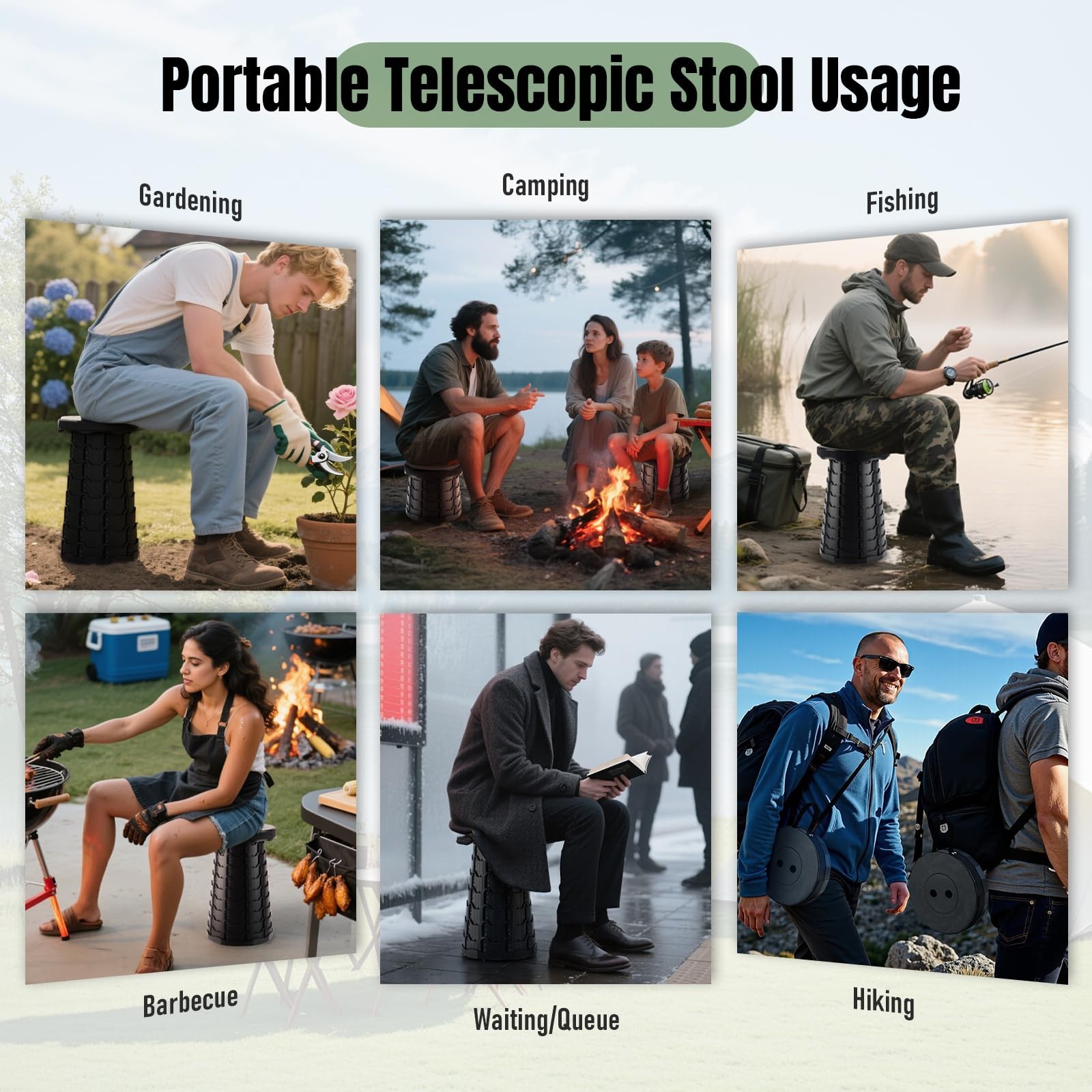 1 PCS Upgraded Foldable Stool Thickened Portable Collapsible Stool (BLACK)