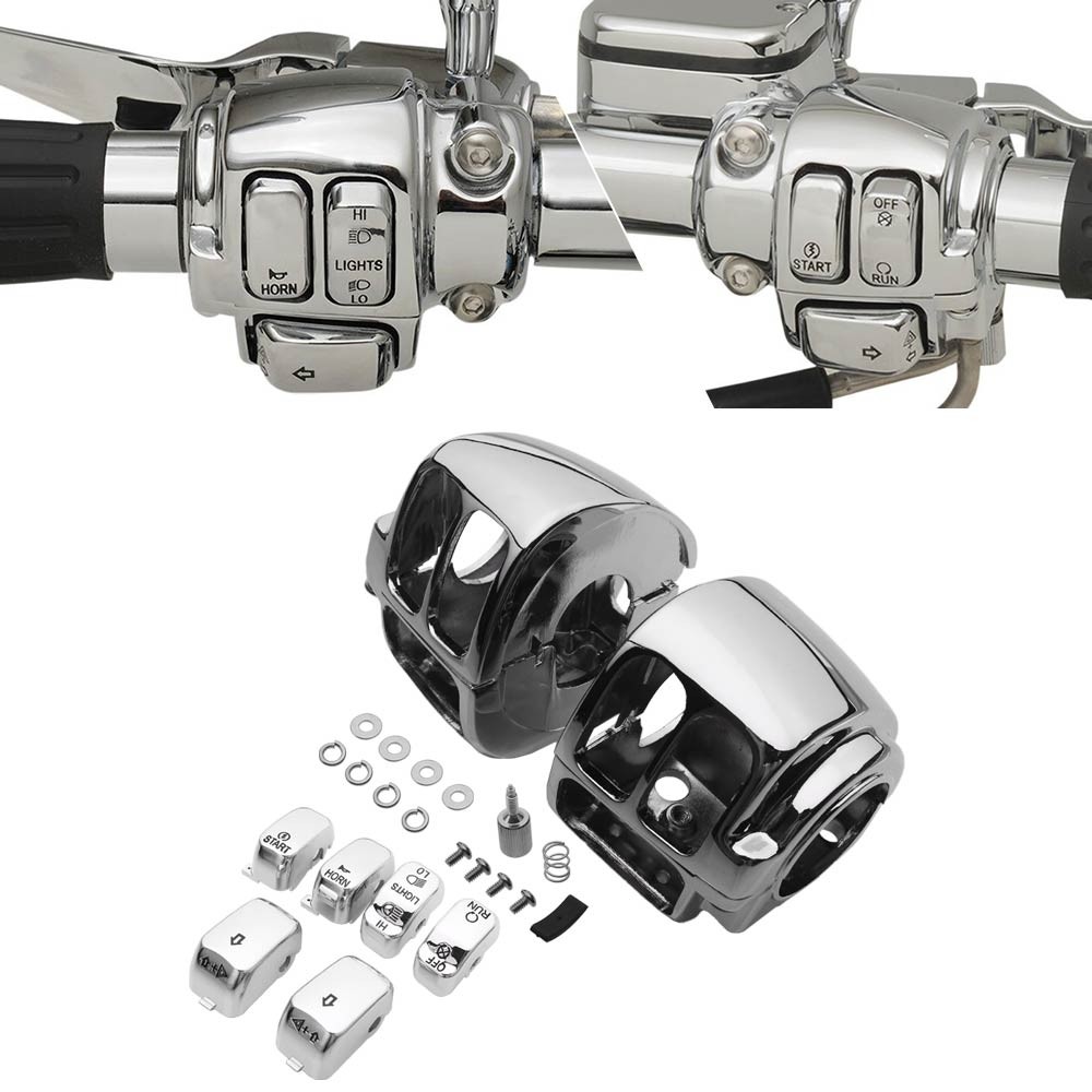 Chrome Switch Housing Cover 6PC Switch Caps For Harley Sportster V-Rod Softail
