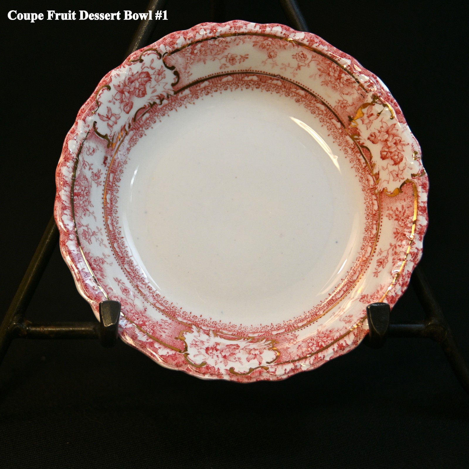 Wedgwood 6 Fruit Dessert Bowls Coupe Phoebe Pink wGold Accents England 1900-1906