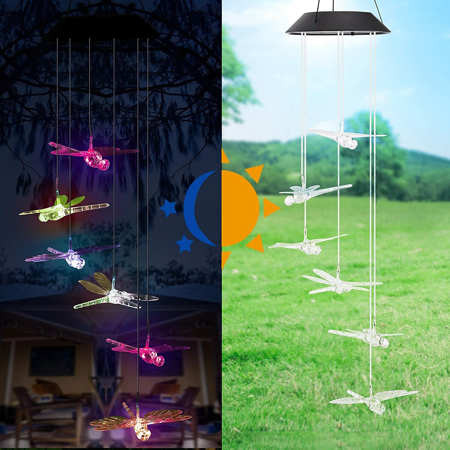 Solar Wind Chimes Lights LED Garden Outdoor Color Changing Hanging Waterproof US