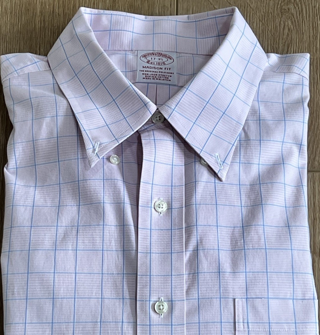Men’s Brooks Brothers Madison Fit Dress Shirt Pink Windowpane