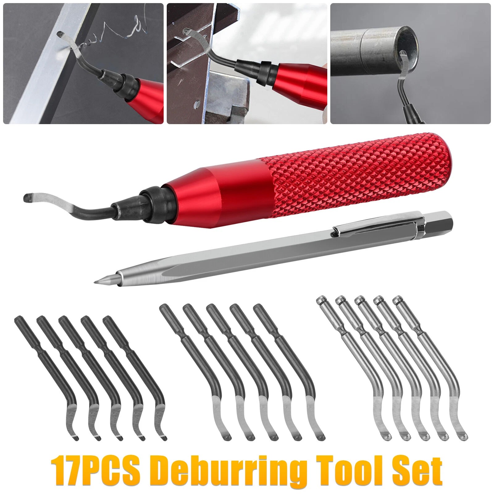 Deburring Tool + 15 High Speed Steel Rotary Burr Removal Blades + Cutter Pen Kit