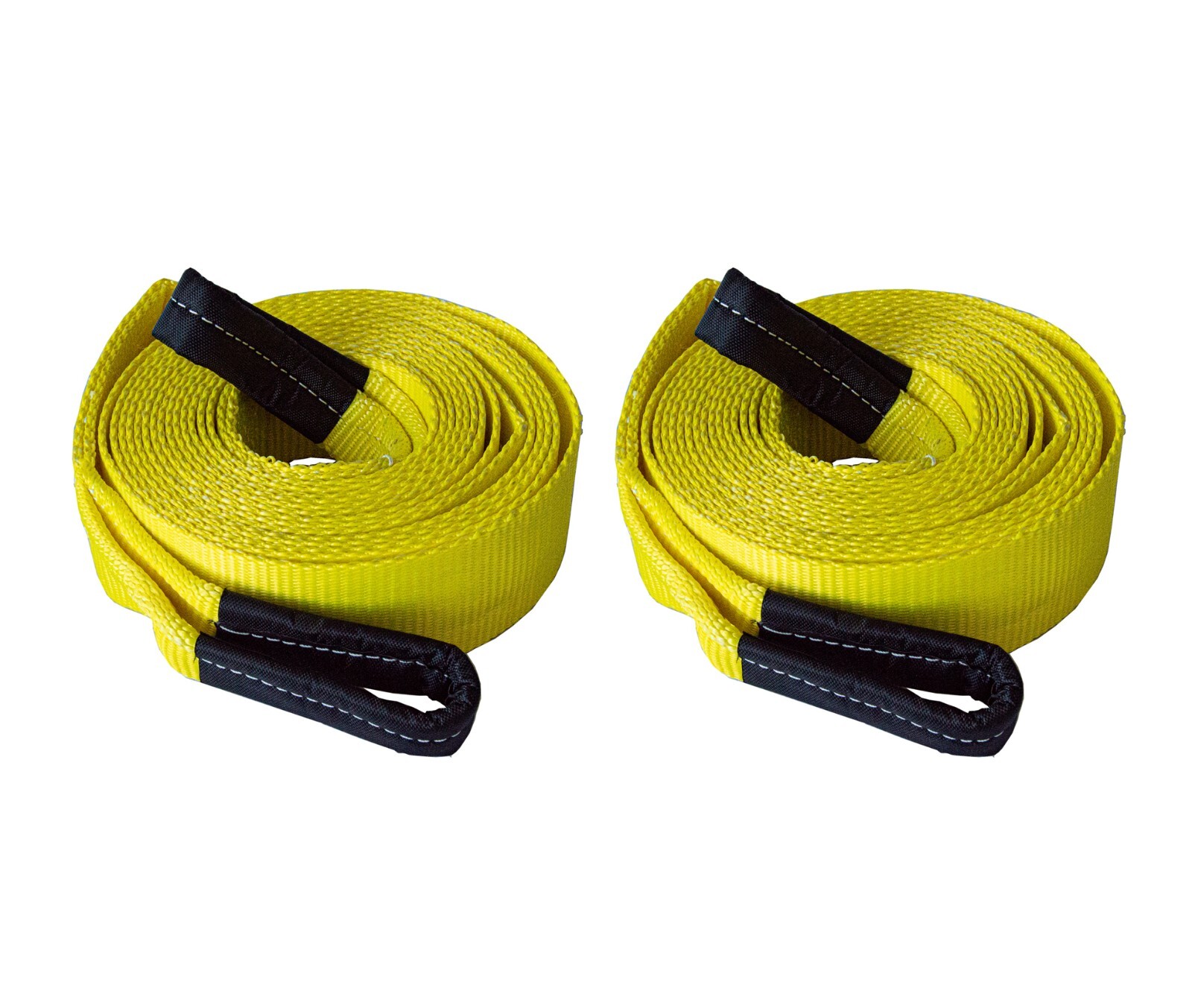 2 Pack 2" x 15' Heavy Duty Recovery Tow Strap with Protective Loop Eyes Towing