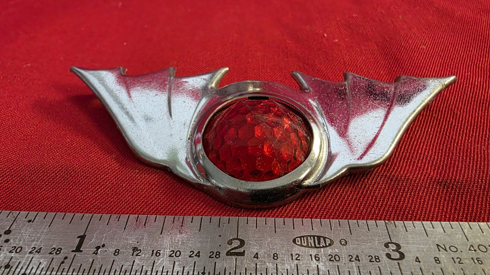 Vintage Batwing Red Reflector Motorcycle Bike Car License Plate Rat Hot Rod