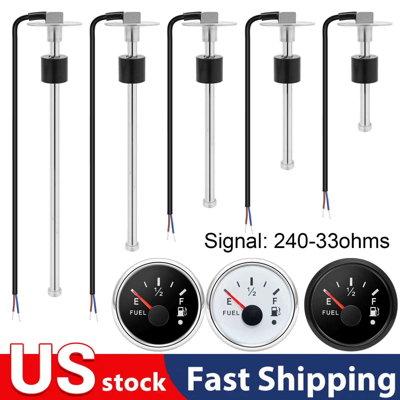 100mm-400mm Marine Boat Fuel Sending Unit Tank Level Sender Sensor 240-33ohms US