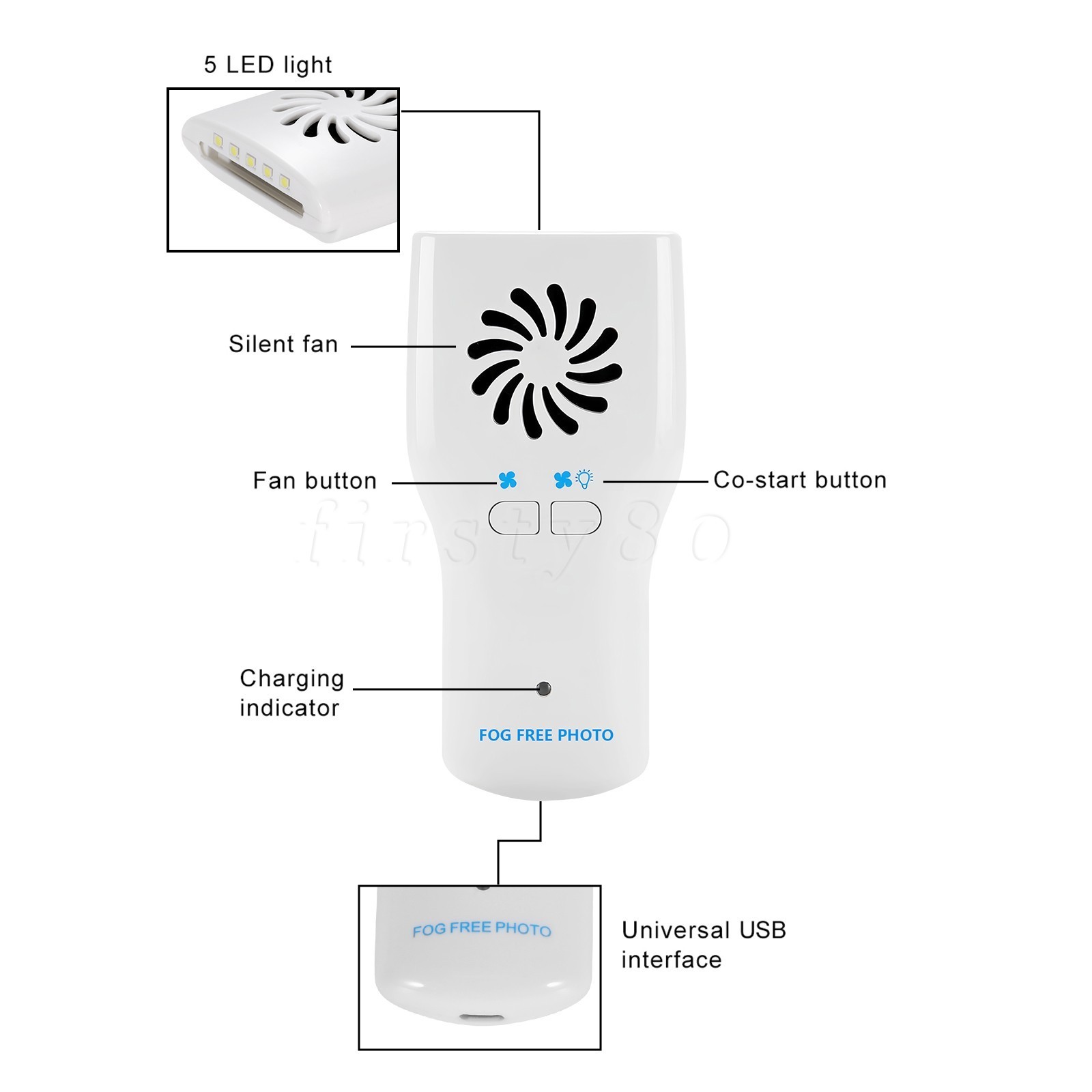 Dental Occlusal Mirror Fog Free LED Intra Oral Photo System 4 Mirror Anti-Fog A