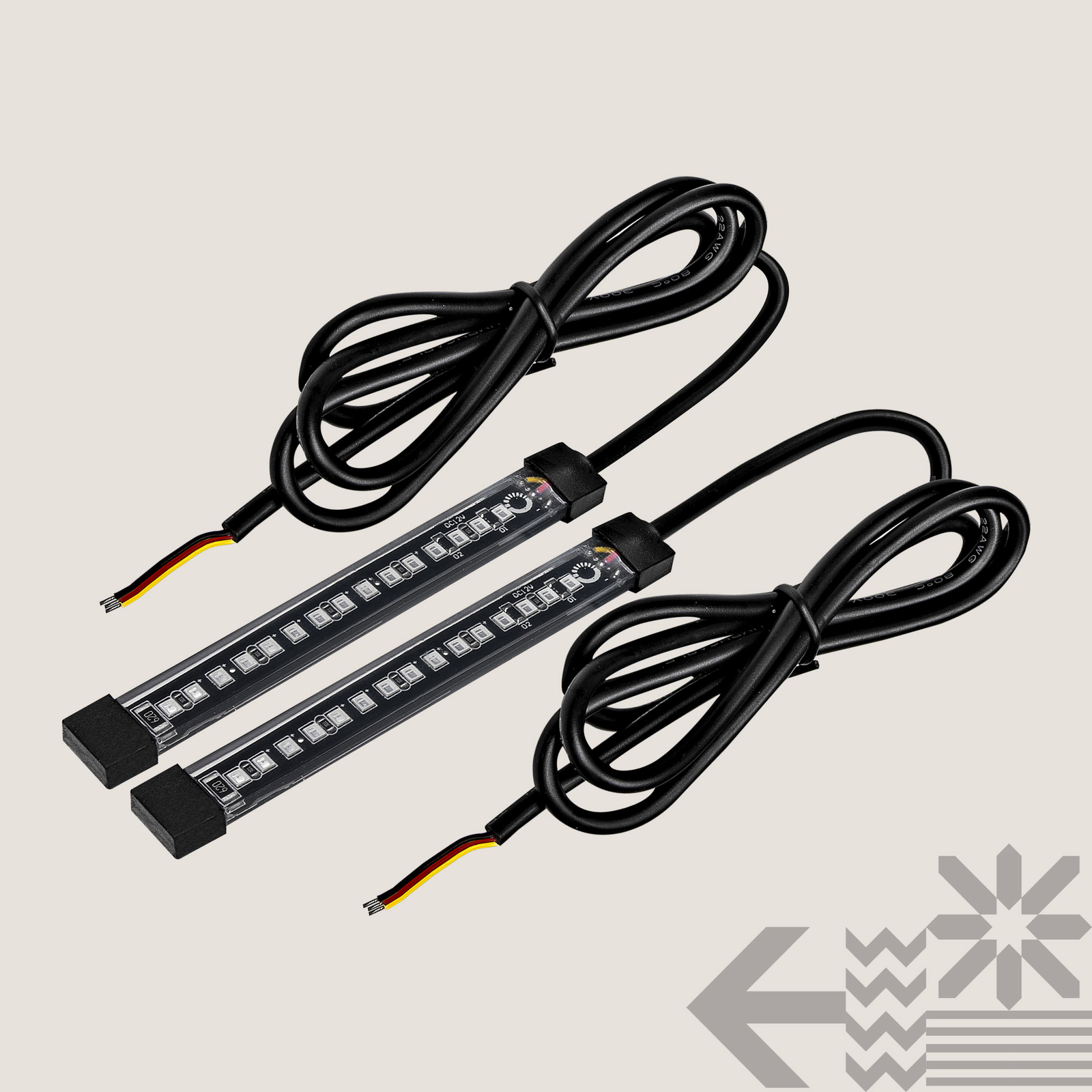 2pc 5" Flexible Motorcycle Amber LED Running & Turn Signal Tail Light Strip Kit